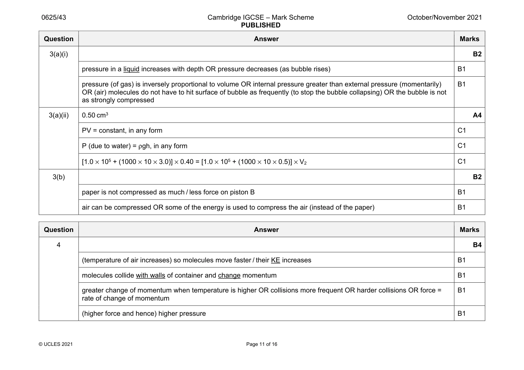 Mark scheme, page 11 of 16