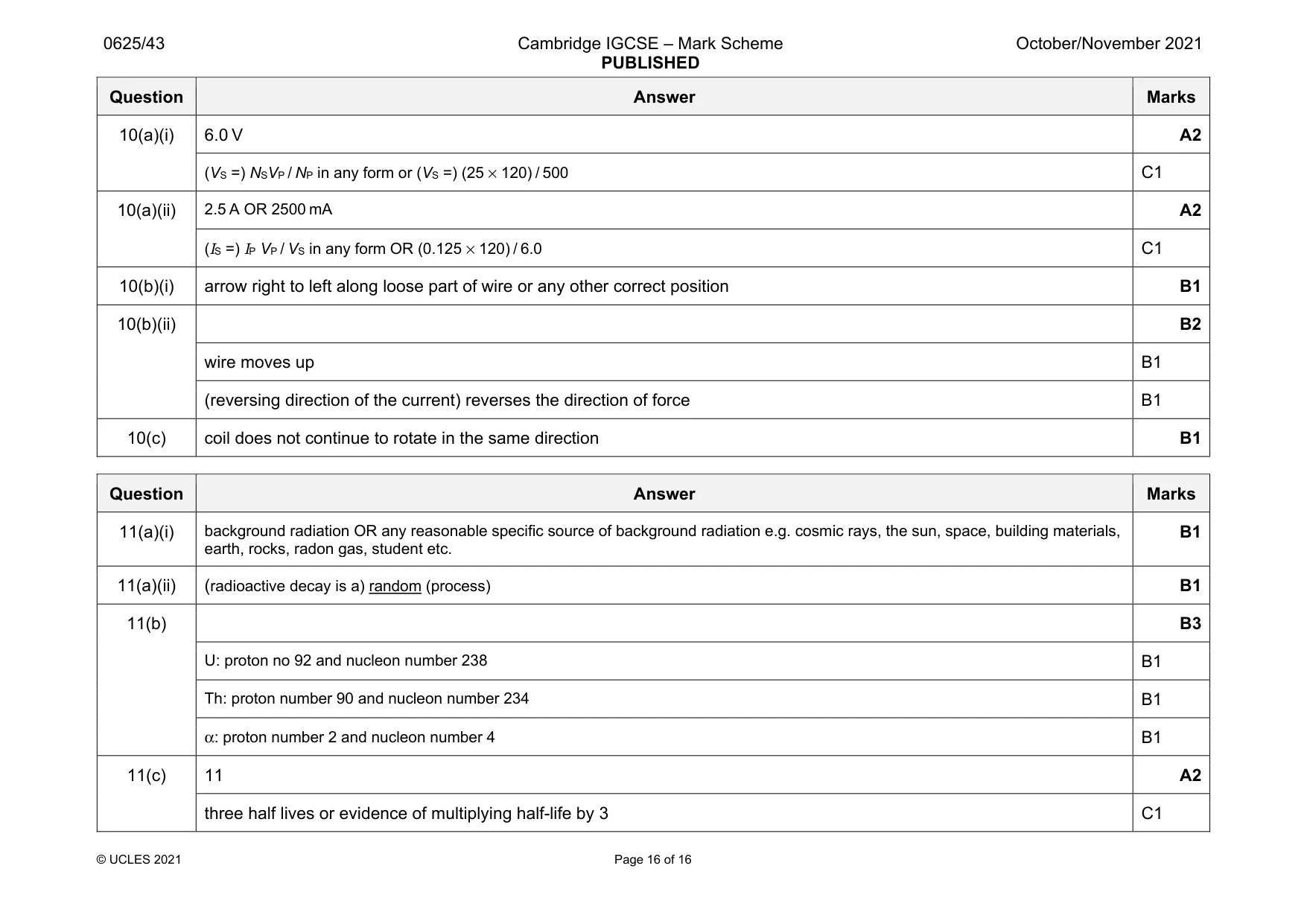 Mark scheme, page 16 of 16
