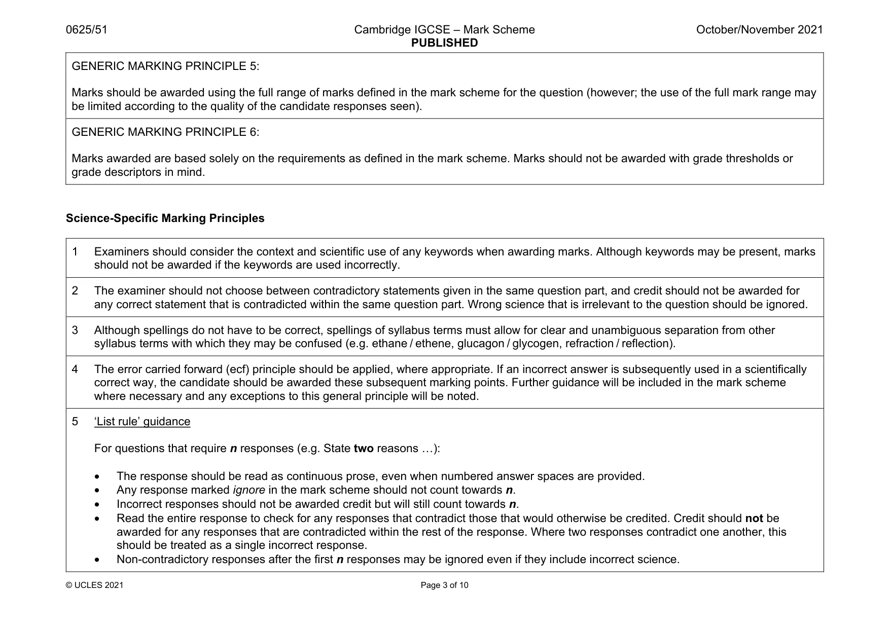 Mark scheme, page 3 of 10