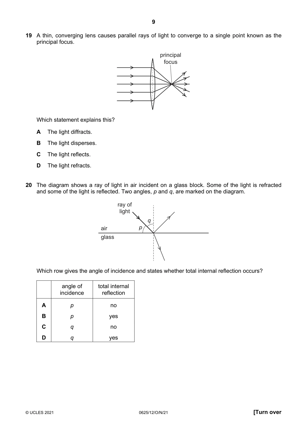 Cambridge IGCSE Physics 0625 2021 Oct/Nov Paper 1 · Variant 2 question paper, page 9 of 16