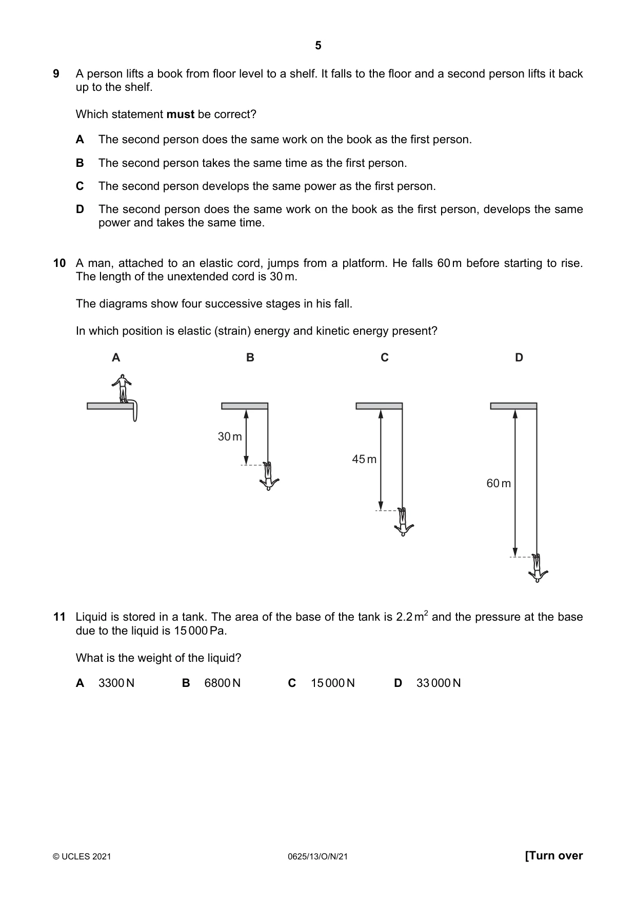 Cambridge IGCSE Physics 0625 2021 Oct/Nov Paper 1 · Variant 3 question paper, page 5 of 16