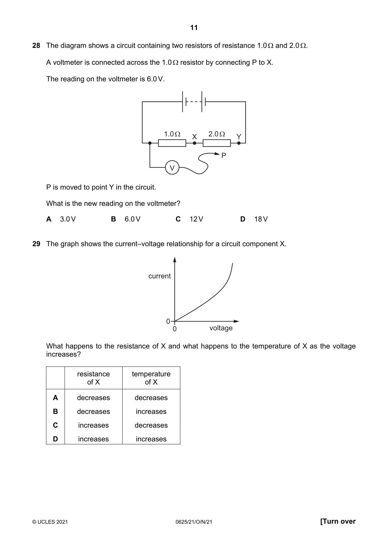 Cambridge IGCSE Physics 0625 2021 Oct/Nov Paper 2 · Variant 1 question paper, page 11 of 16