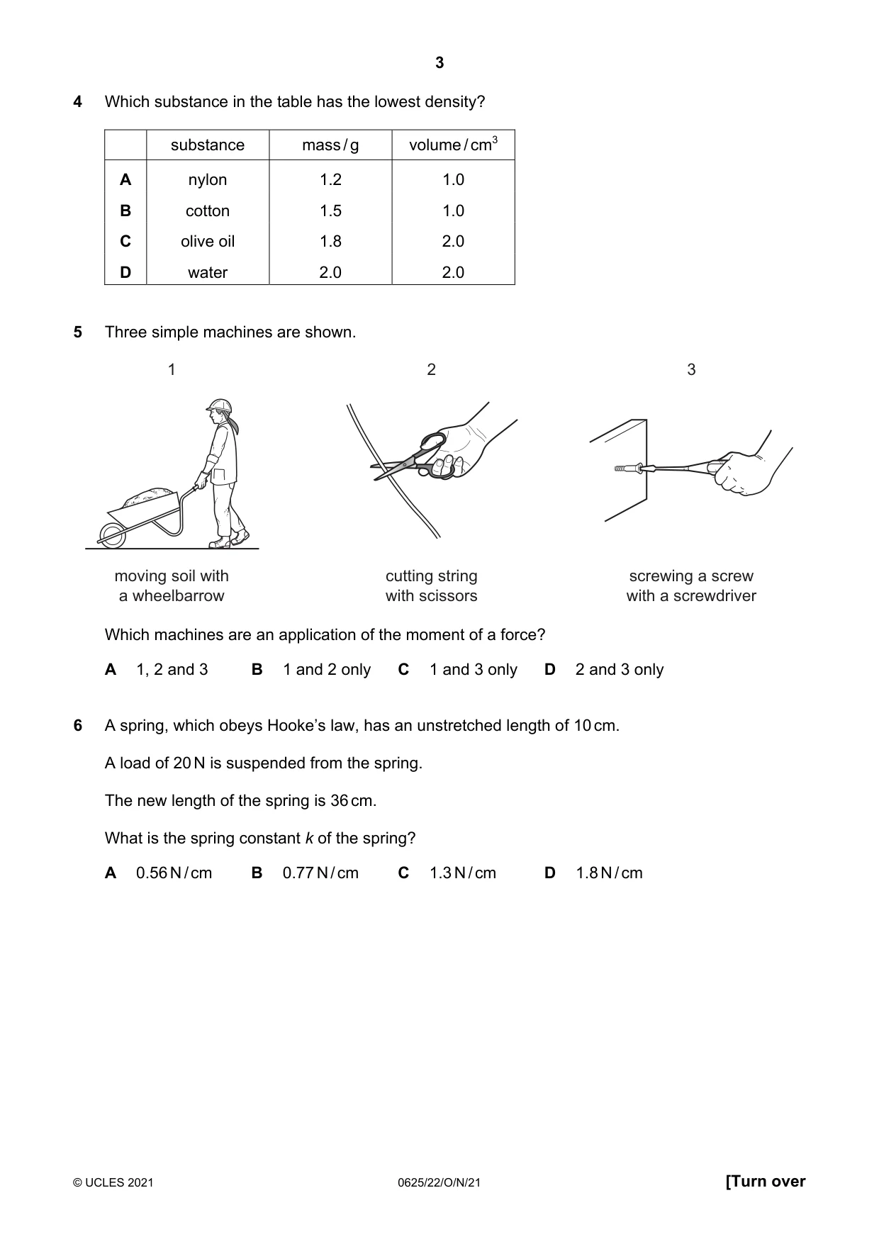 Cambridge IGCSE Physics 0625 2021 Oct/Nov Paper 2 · Variant 2 question paper, page 3 of 20