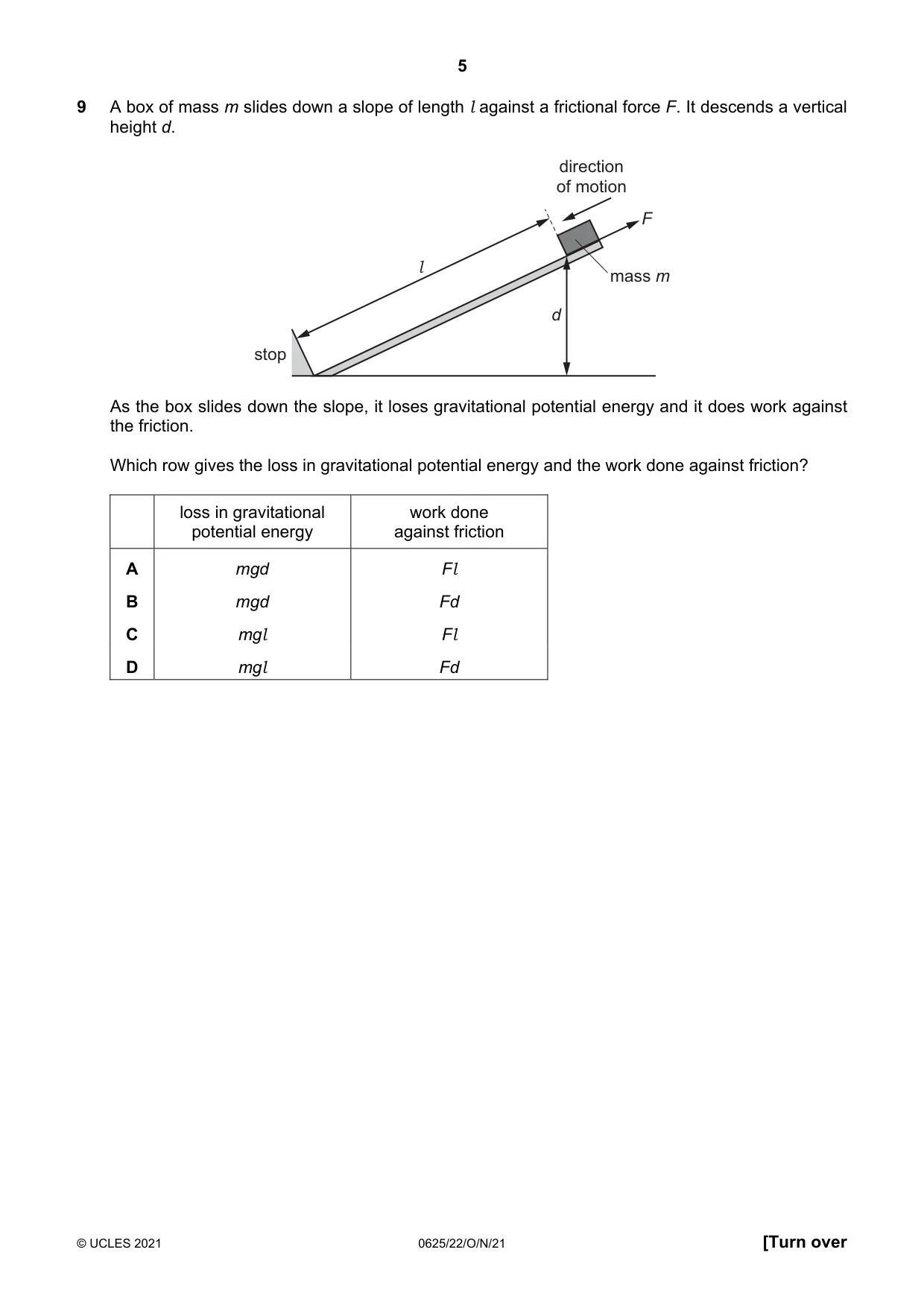 Cambridge IGCSE Physics 0625 2021 Oct/Nov Paper 2 · Variant 2 question paper, page 5 of 20