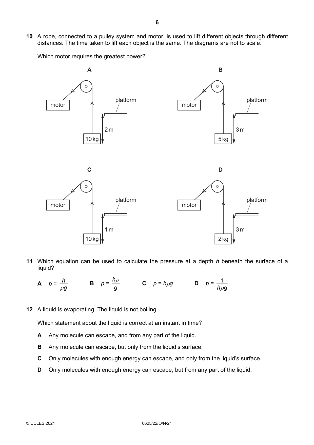 Cambridge IGCSE Physics 0625 2021 Oct/Nov Paper 2 · Variant 2 question paper, page 6 of 20