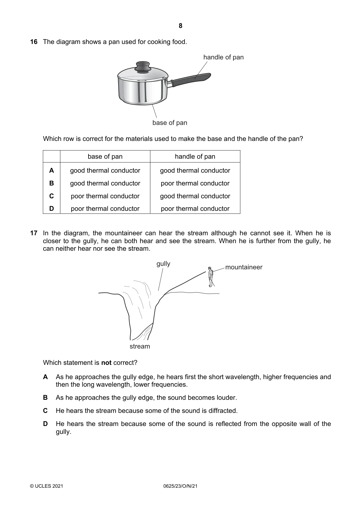 Cambridge IGCSE Physics 0625 2021 Oct/Nov Paper 2 · Variant 3 question paper, page 8 of 20