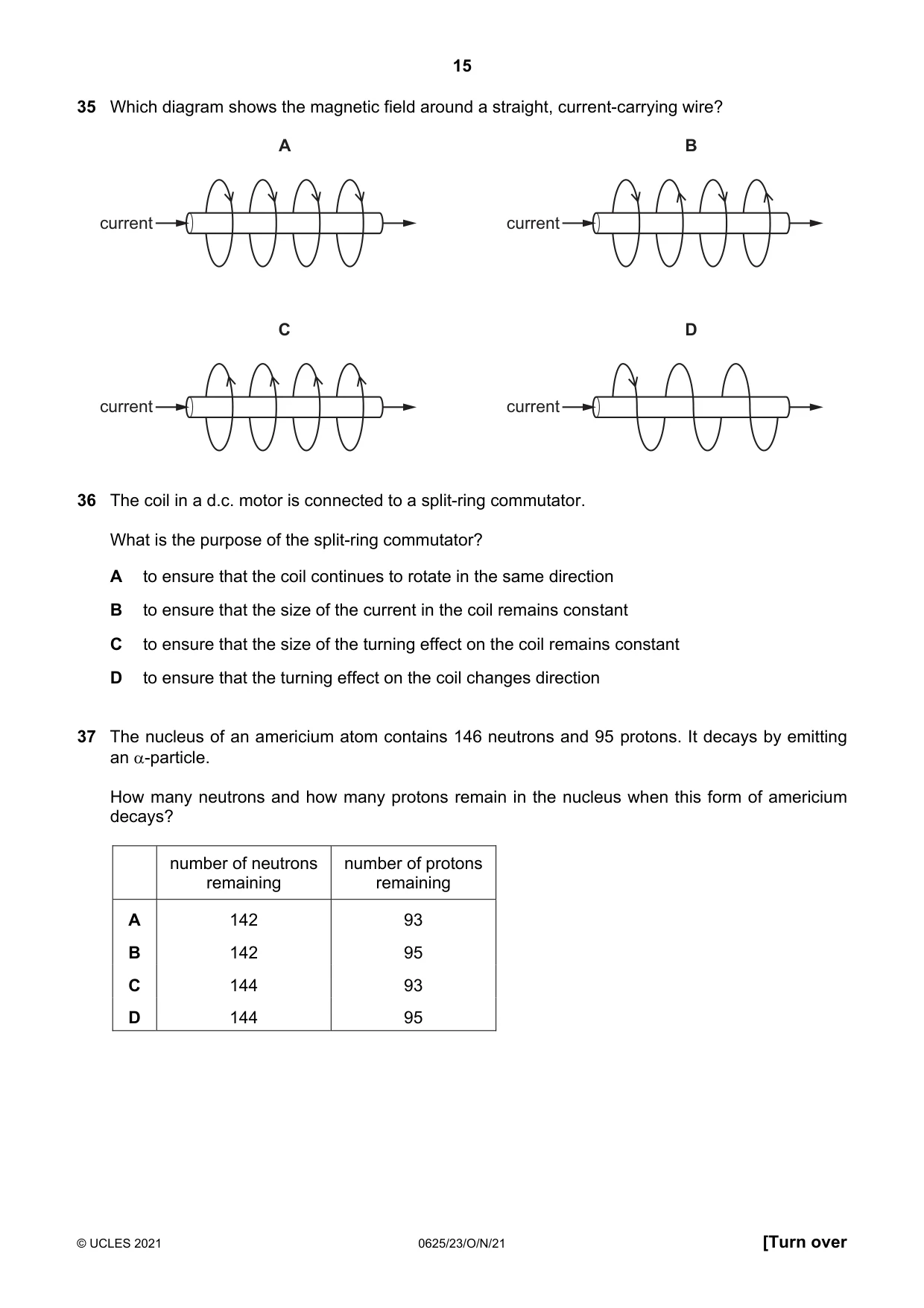 Cambridge IGCSE Physics 0625 2021 Oct/Nov Paper 2 · Variant 3 question paper, page 15 of 20
