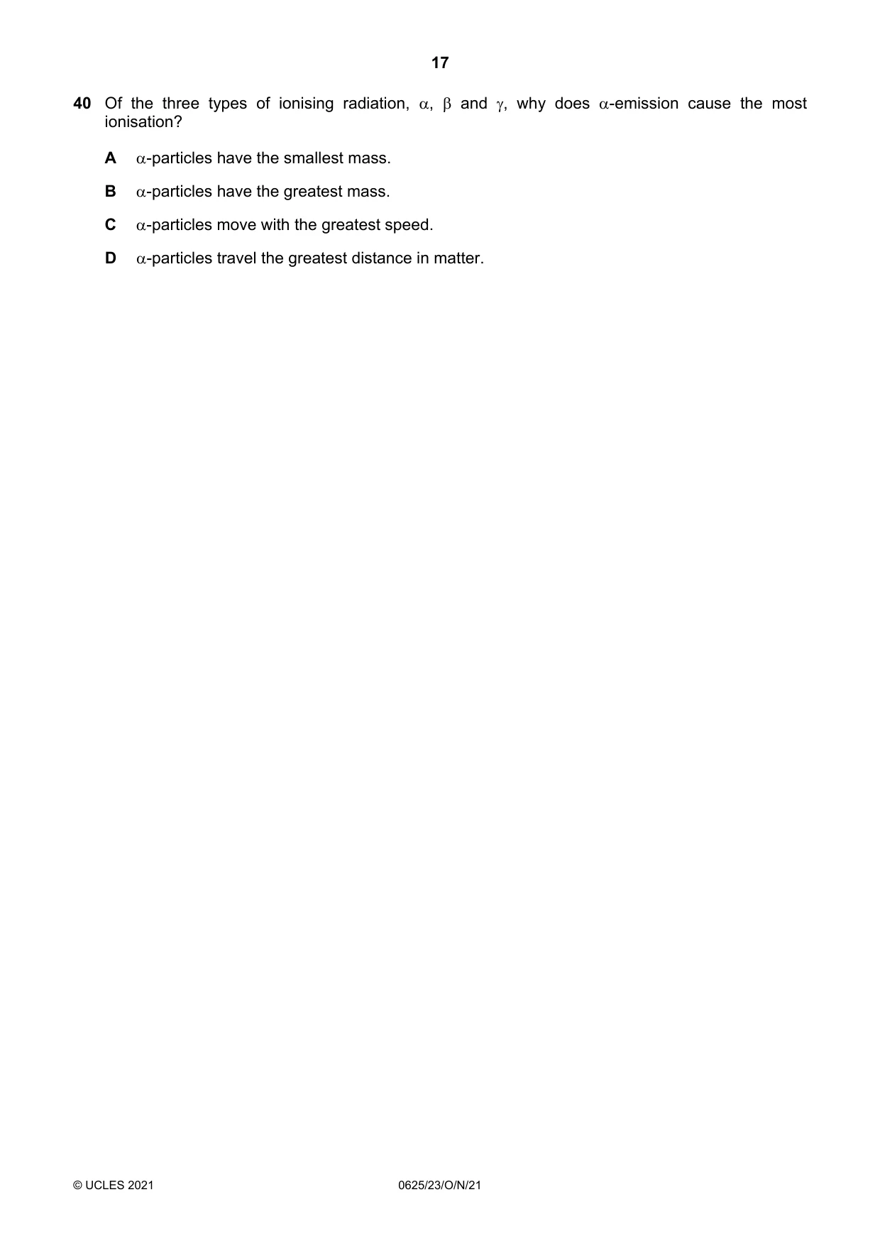 Cambridge IGCSE Physics 0625 2021 Oct/Nov Paper 2 · Variant 3 question paper, page 17 of 20