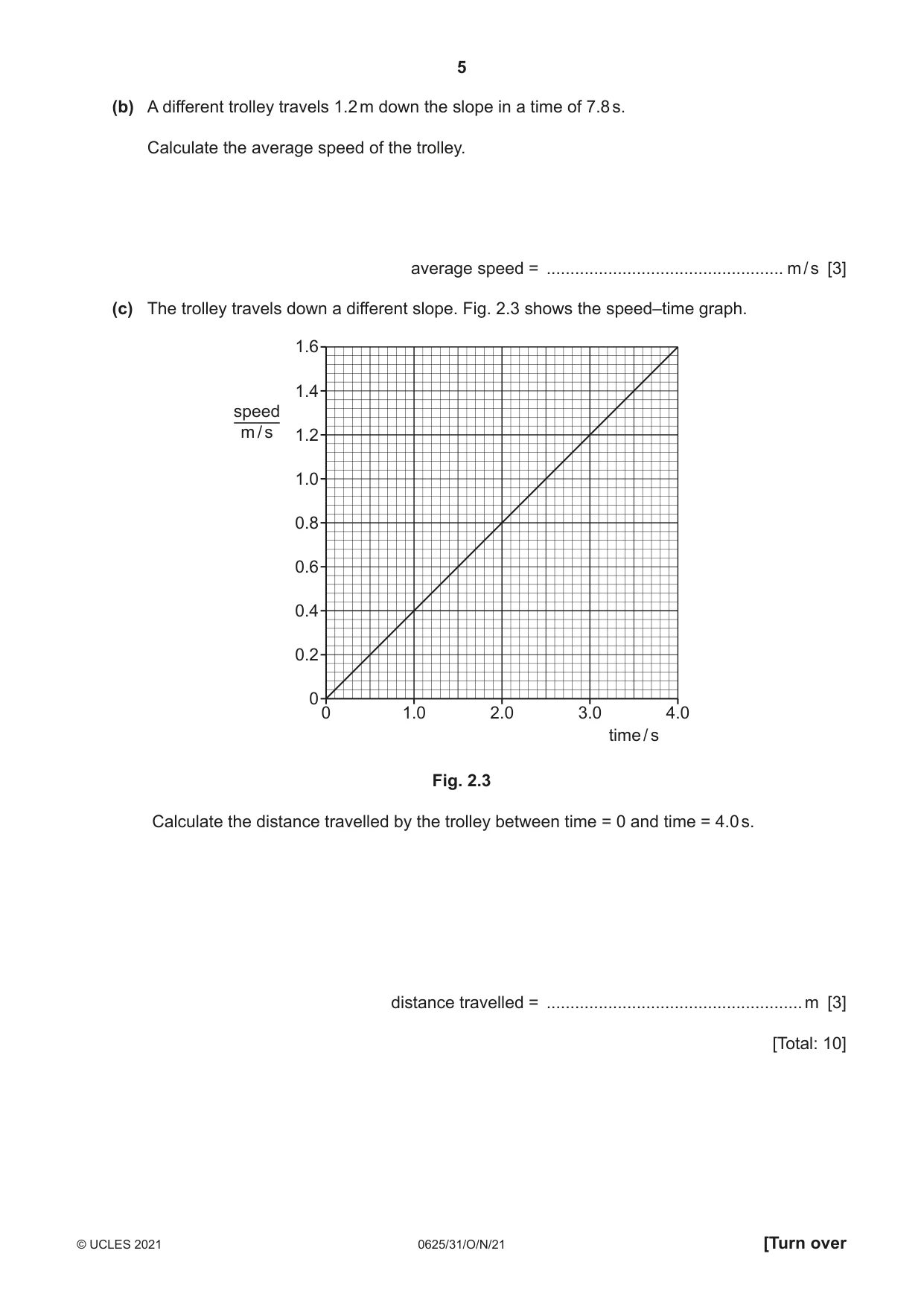 Cambridge IGCSE Physics 0625 2021 Oct/Nov Paper 3 · Variant 1 question paper, page 5 of 16