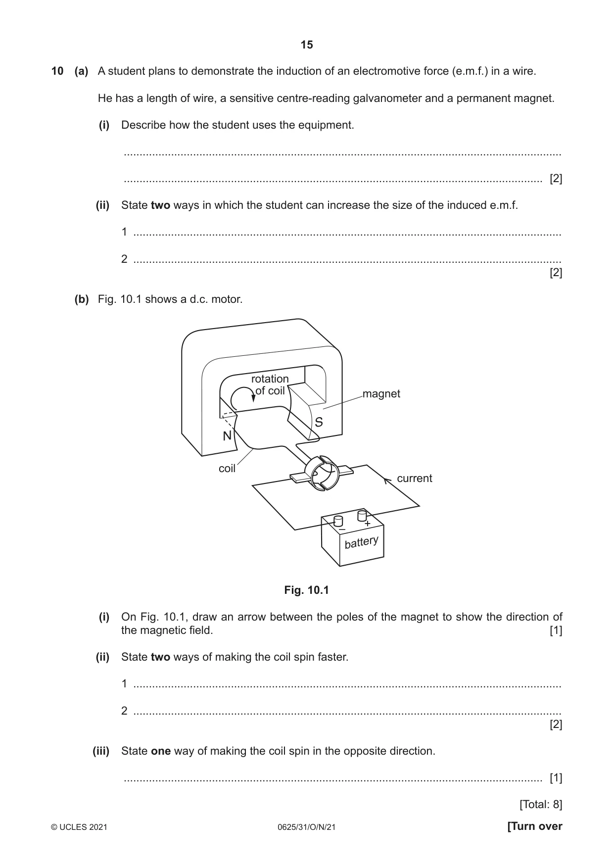 Cambridge IGCSE Physics 0625 2021 Oct/Nov Paper 3 · Variant 1 question paper, page 15 of 16