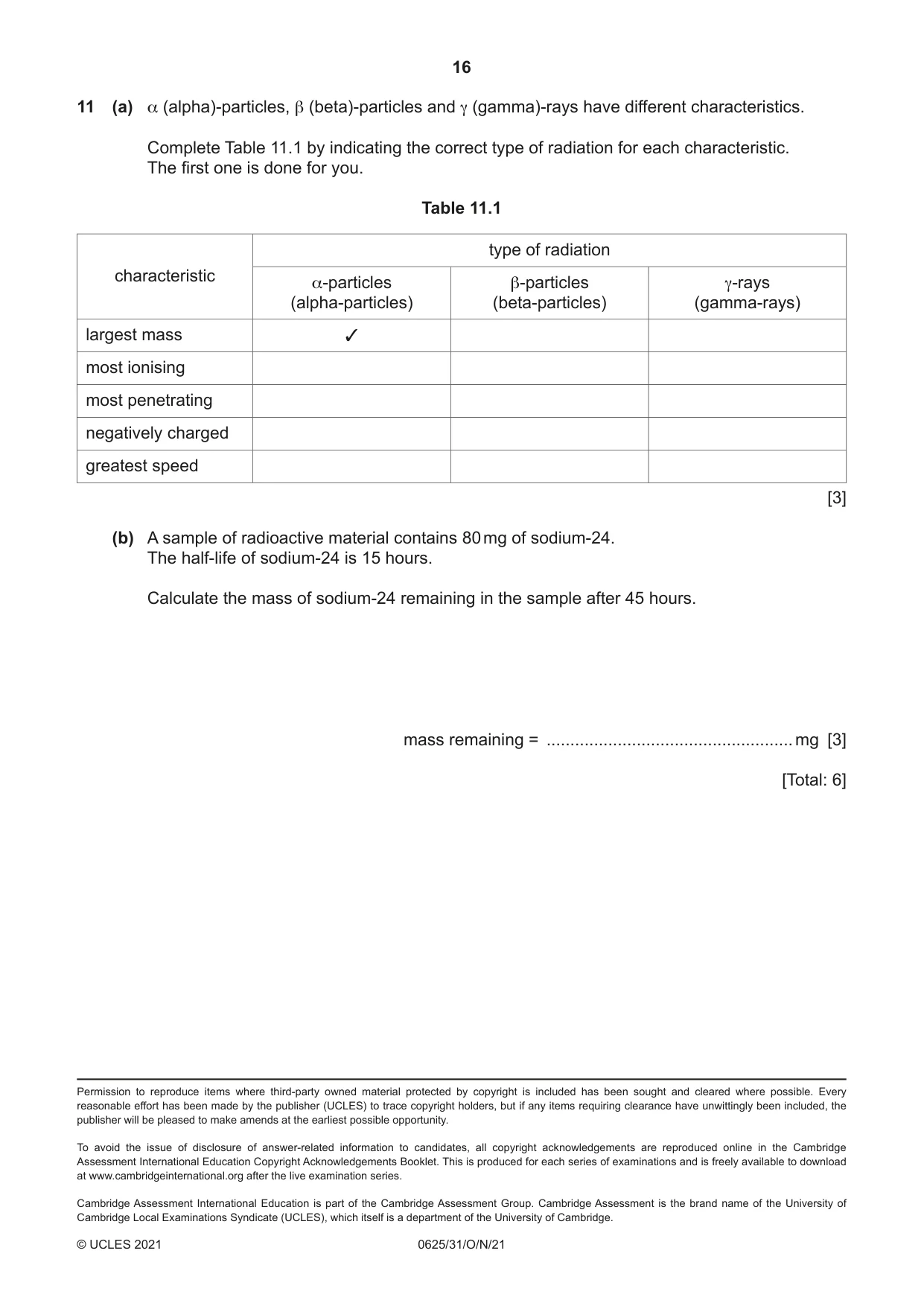 Cambridge IGCSE Physics 0625 2021 Oct/Nov Paper 3 · Variant 1 question paper, page 16 of 16