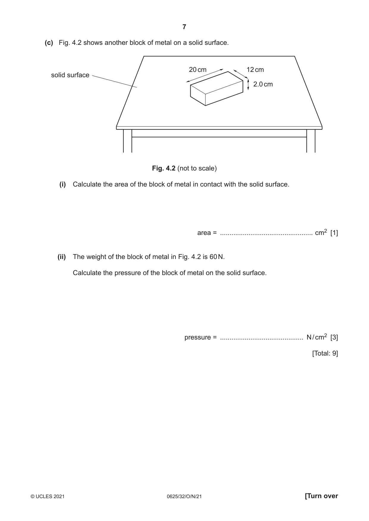 Cambridge IGCSE Physics 0625 2021 Oct/Nov Paper 3 · Variant 2 question paper, page 7 of 20