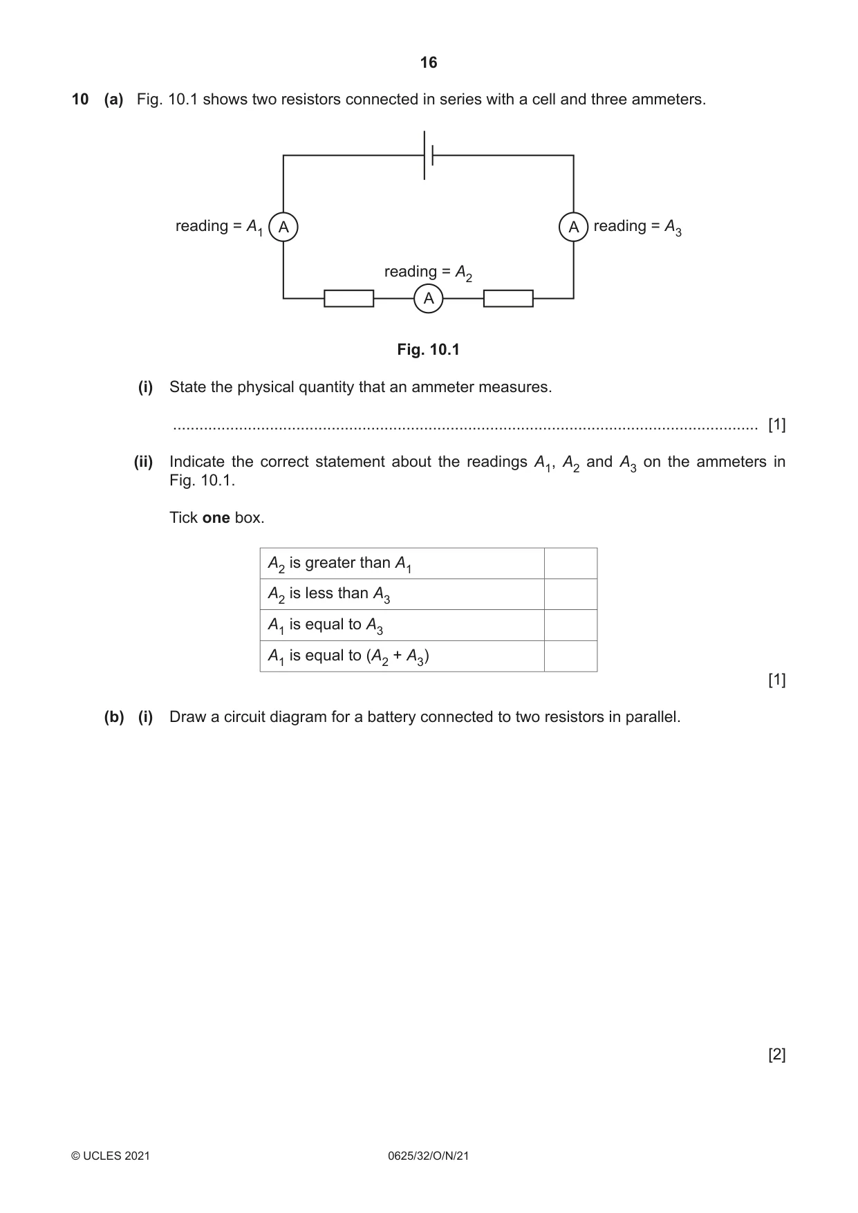 Cambridge IGCSE Physics 0625 2021 Oct/Nov Paper 3 · Variant 2 question paper, page 16 of 20