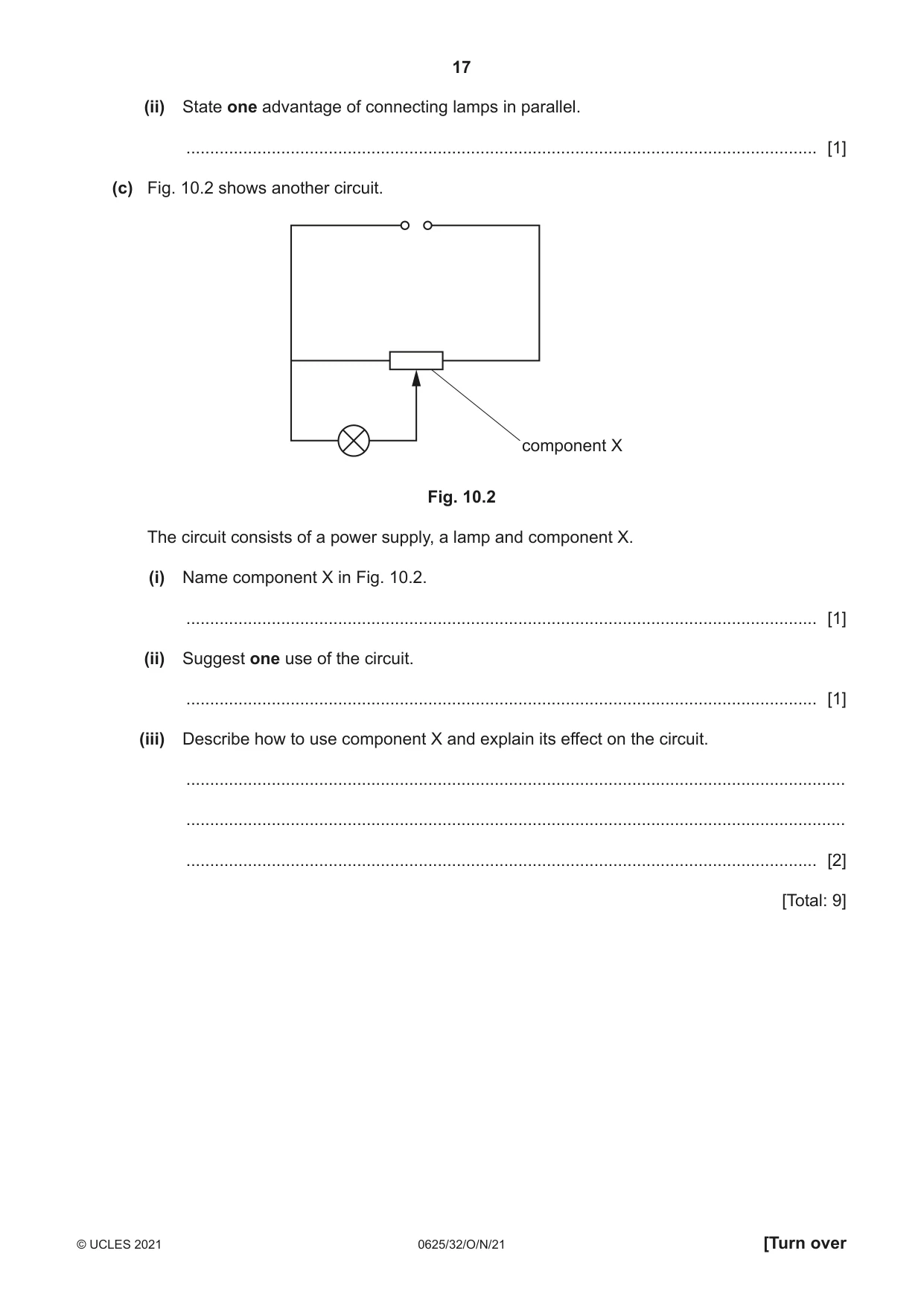 Cambridge IGCSE Physics 0625 2021 Oct/Nov Paper 3 · Variant 2 question paper, page 17 of 20