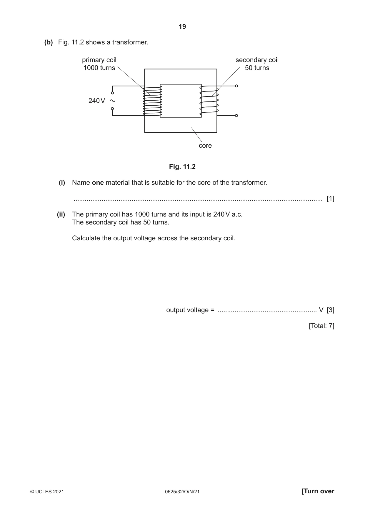 Cambridge IGCSE Physics 0625 2021 Oct/Nov Paper 3 · Variant 2 question paper, page 19 of 20