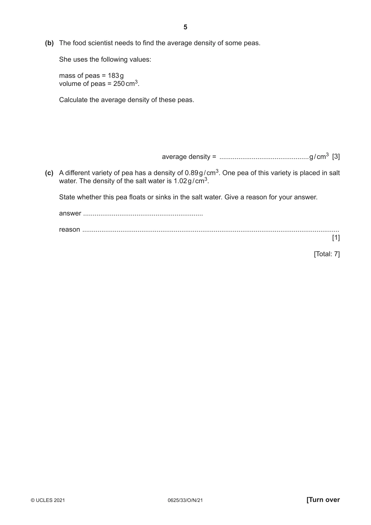Cambridge IGCSE Physics 0625 2021 Oct/Nov Paper 3 · Variant 3 question paper, page 5 of 20