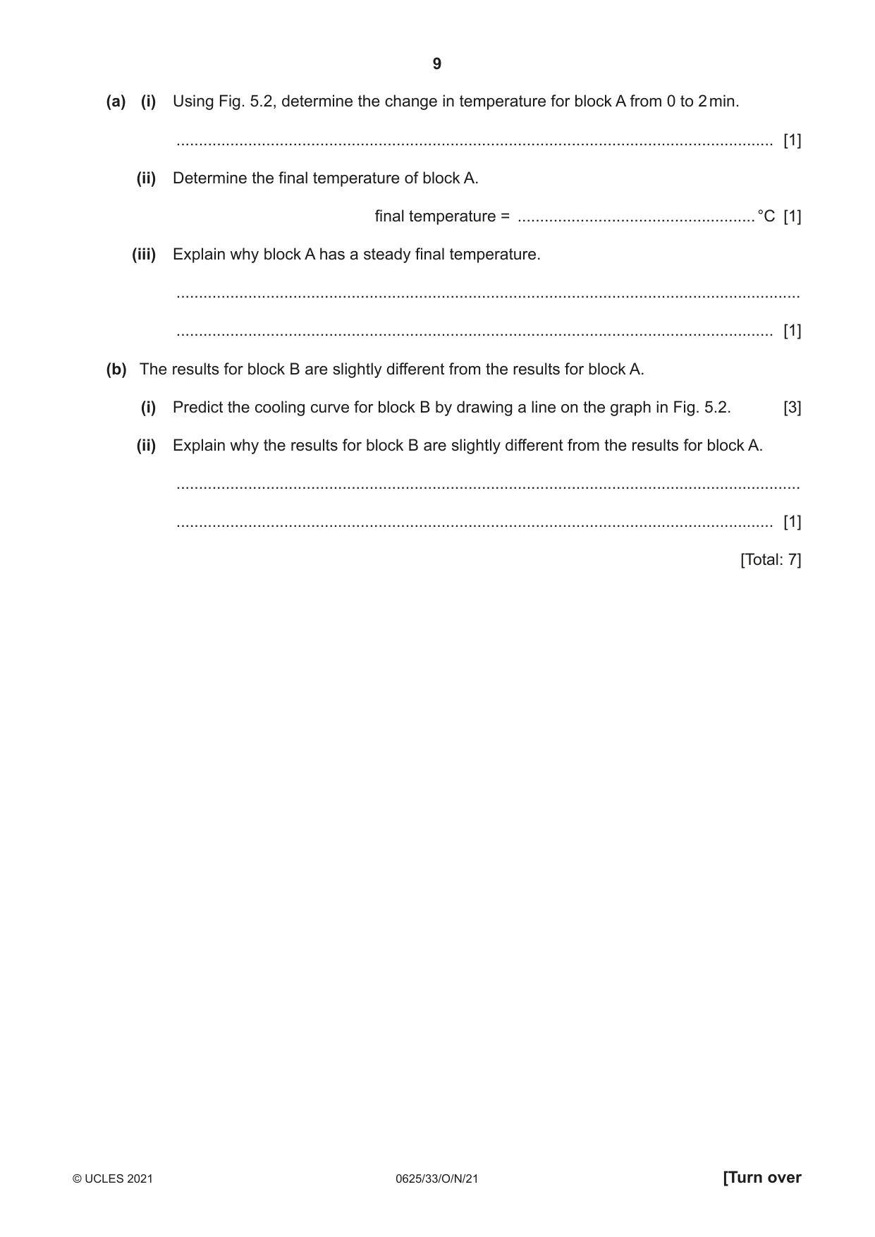 Cambridge IGCSE Physics 0625 2021 Oct/Nov Paper 3 · Variant 3 question paper, page 9 of 20