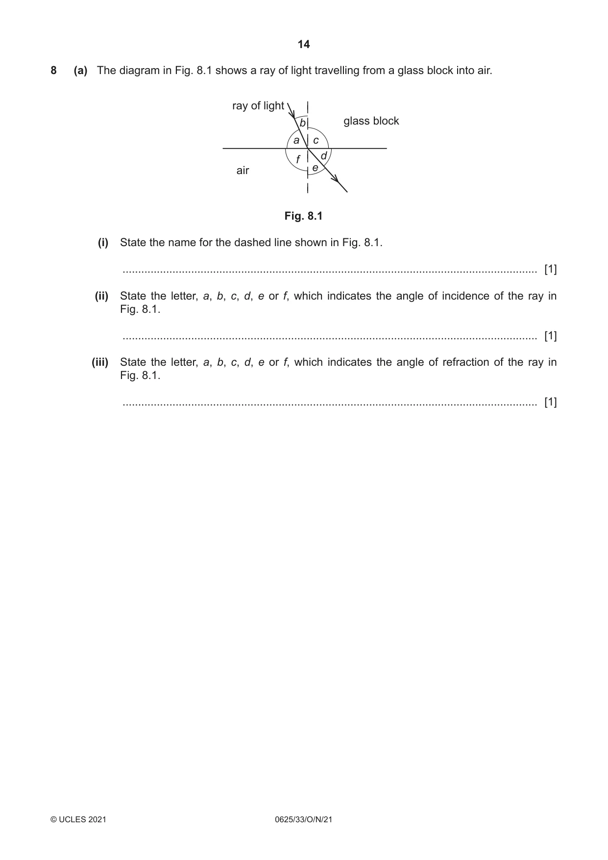 Cambridge IGCSE Physics 0625 2021 Oct/Nov Paper 3 · Variant 3 question paper, page 14 of 20