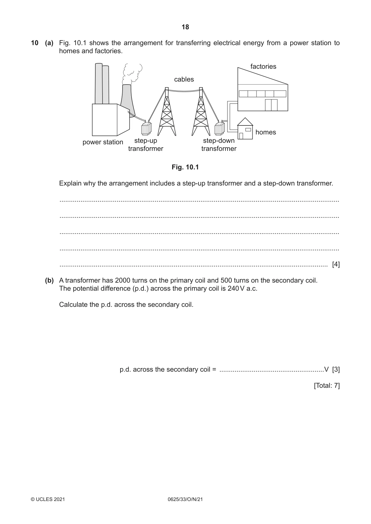 Cambridge IGCSE Physics 0625 2021 Oct/Nov Paper 3 · Variant 3 question paper, page 18 of 20