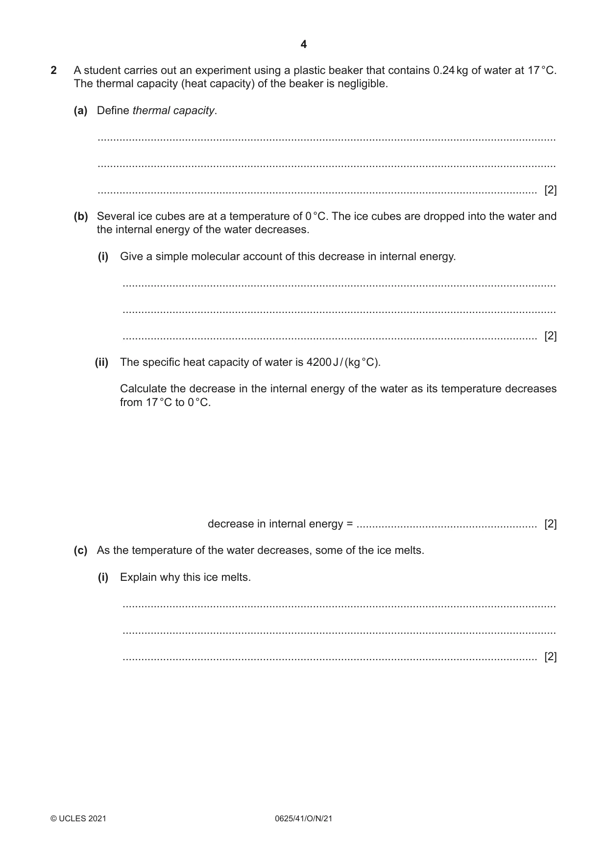 Cambridge IGCSE Physics 0625 2021 Oct/Nov Paper 4 · Variant 1 question paper, page 4 of 20