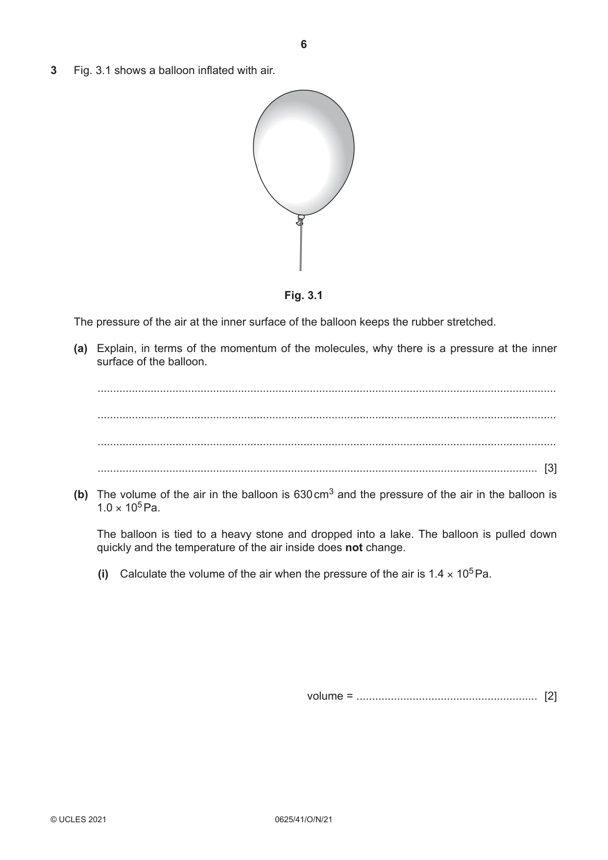 Cambridge IGCSE Physics 0625 2021 Oct/Nov Paper 4 · Variant 1 question paper, page 6 of 20