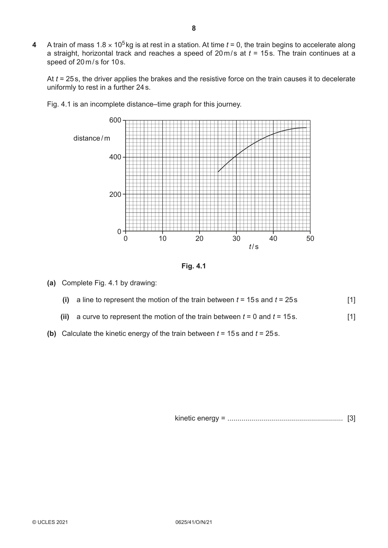 Cambridge IGCSE Physics 0625 2021 Oct/Nov Paper 4 · Variant 1 question paper, page 8 of 20