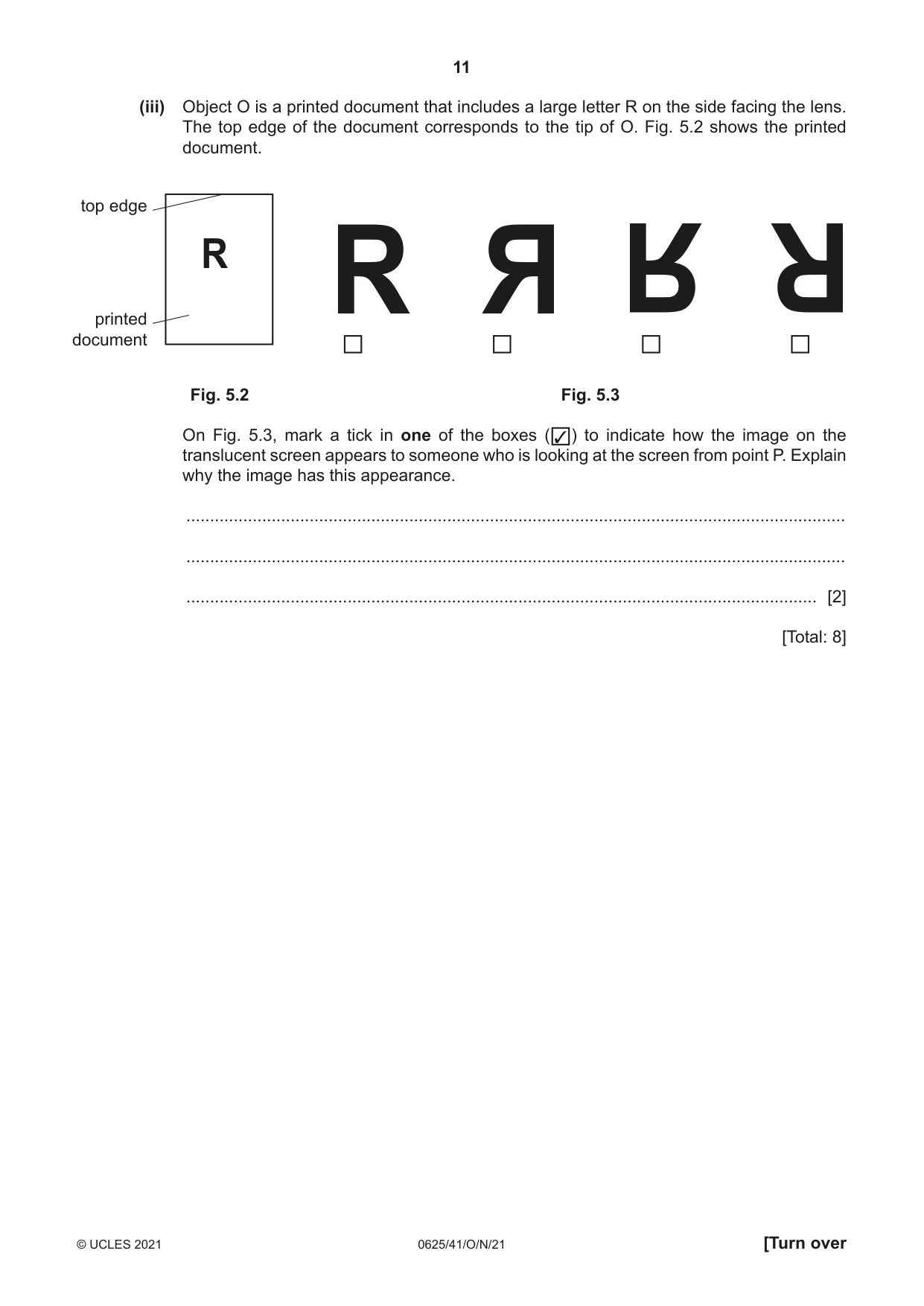 Cambridge IGCSE Physics 0625 2021 Oct/Nov Paper 4 · Variant 1 question paper, page 11 of 20