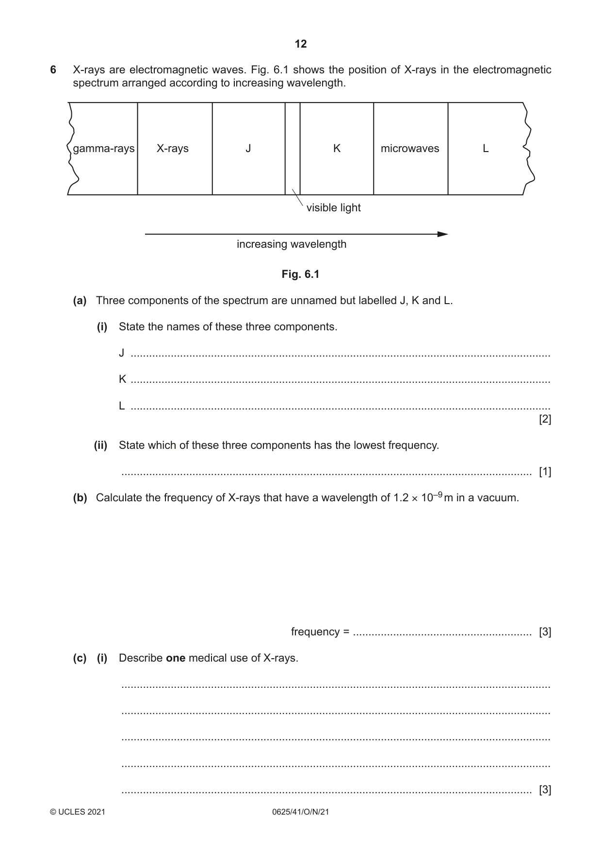 Cambridge IGCSE Physics 0625 2021 Oct/Nov Paper 4 · Variant 1 question paper, page 12 of 20