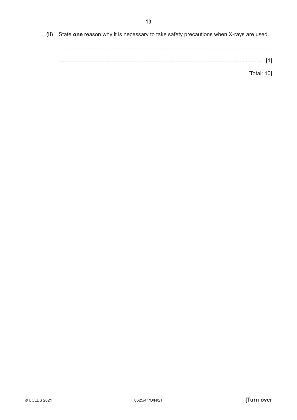 Cambridge IGCSE Physics 0625 2021 Oct/Nov Paper 4 · Variant 1 question paper, page 13 of 20