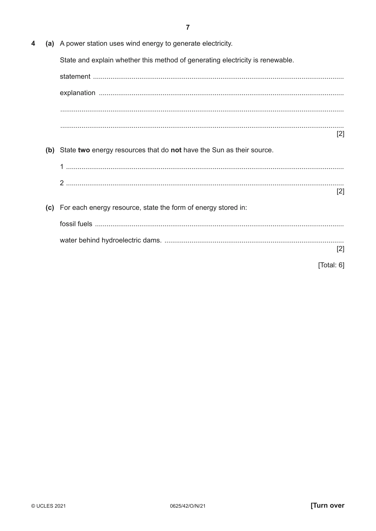 Cambridge IGCSE Physics 0625 2021 Oct/Nov Paper 4 · Variant 2 question paper, page 7 of 16
