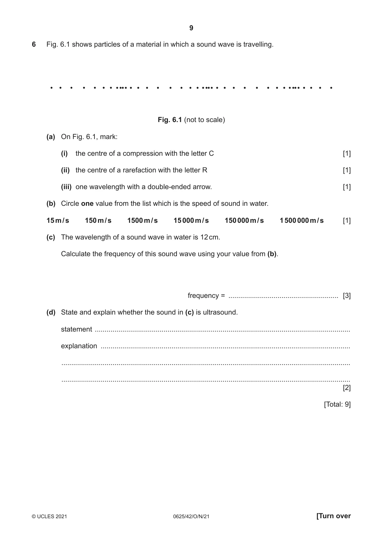 Cambridge IGCSE Physics 0625 2021 Oct/Nov Paper 4 · Variant 2 question paper, page 9 of 16