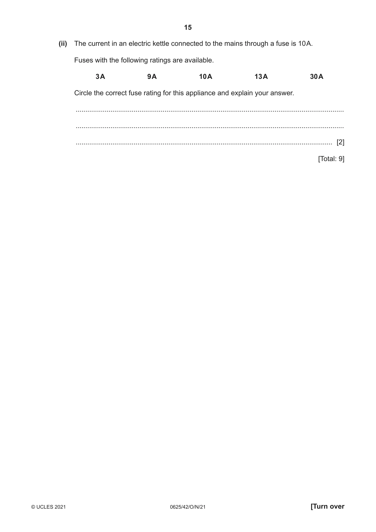 Cambridge IGCSE Physics 0625 2021 Oct/Nov Paper 4 · Variant 2 question paper, page 15 of 16