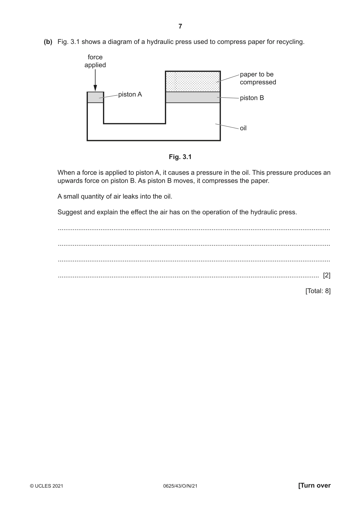 Cambridge IGCSE Physics 0625 2021 Oct/Nov Paper 4 · Variant 3 question paper, page 7 of 20