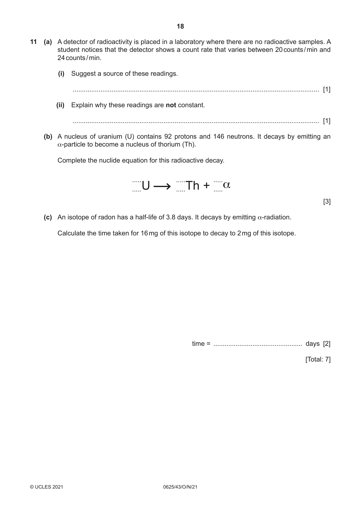 Cambridge IGCSE Physics 0625 2021 Oct/Nov Paper 4 · Variant 3 question paper, page 18 of 20
