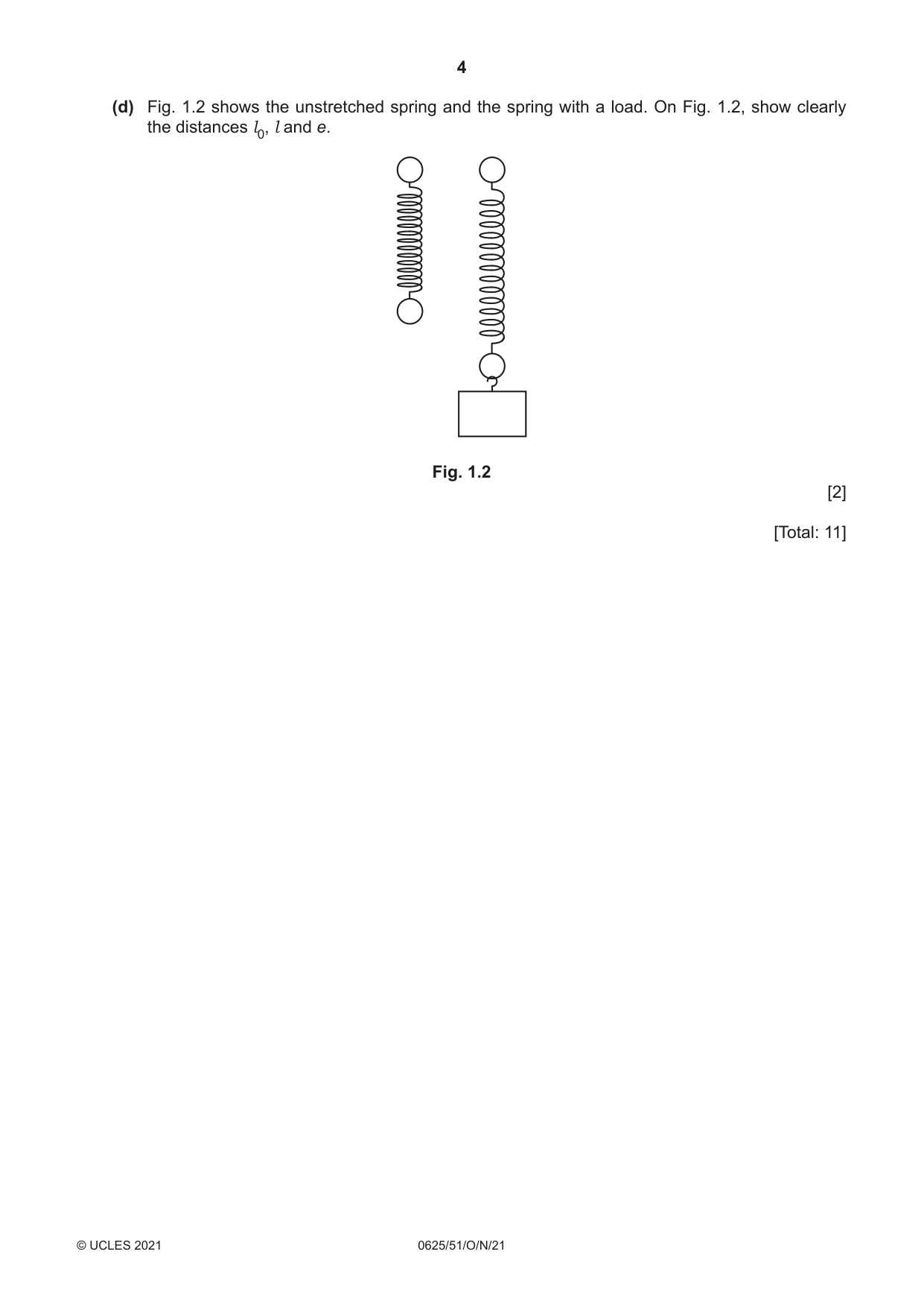 Cambridge IGCSE Physics 0625 2021 Oct/Nov Paper 5 · Variant 1 question paper, page 4 of 12
