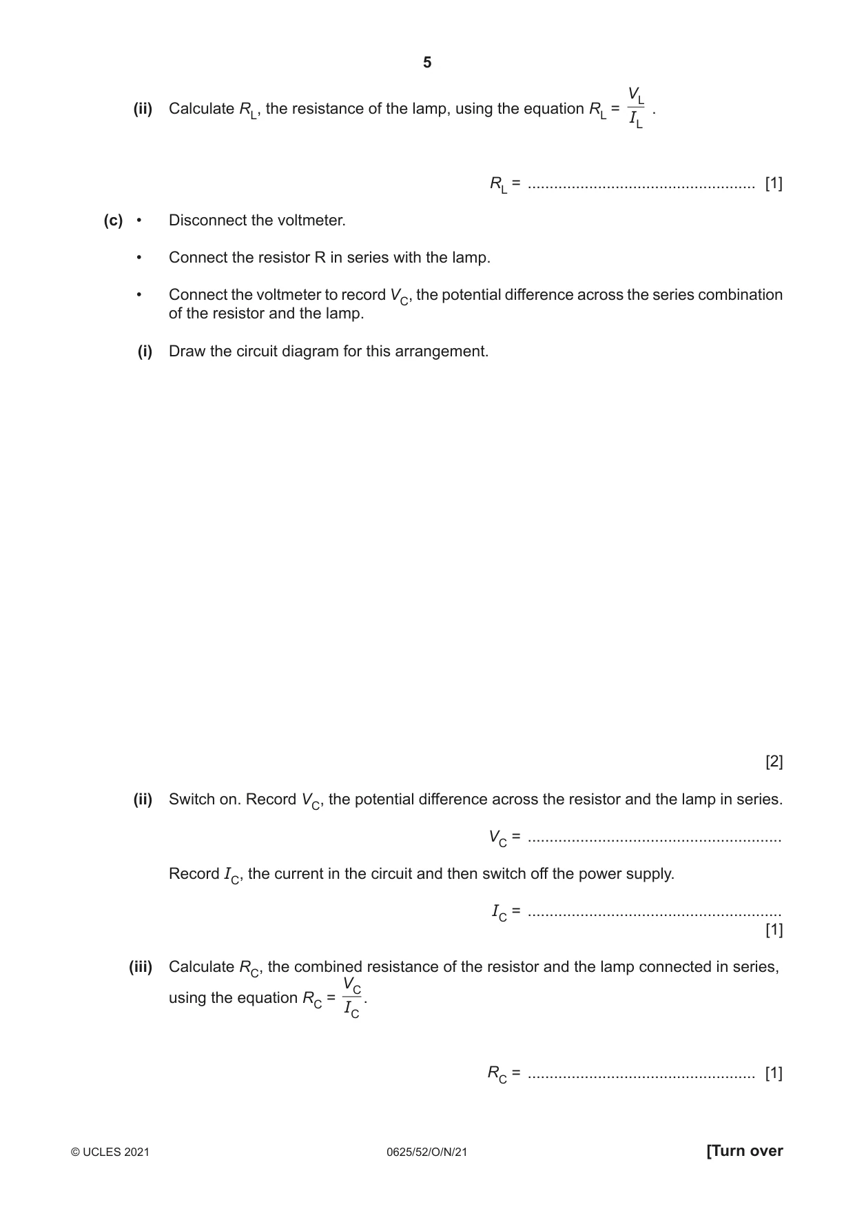 Cambridge IGCSE Physics 0625 2021 Oct/Nov Paper 5 · Variant 2 question paper, page 5 of 12