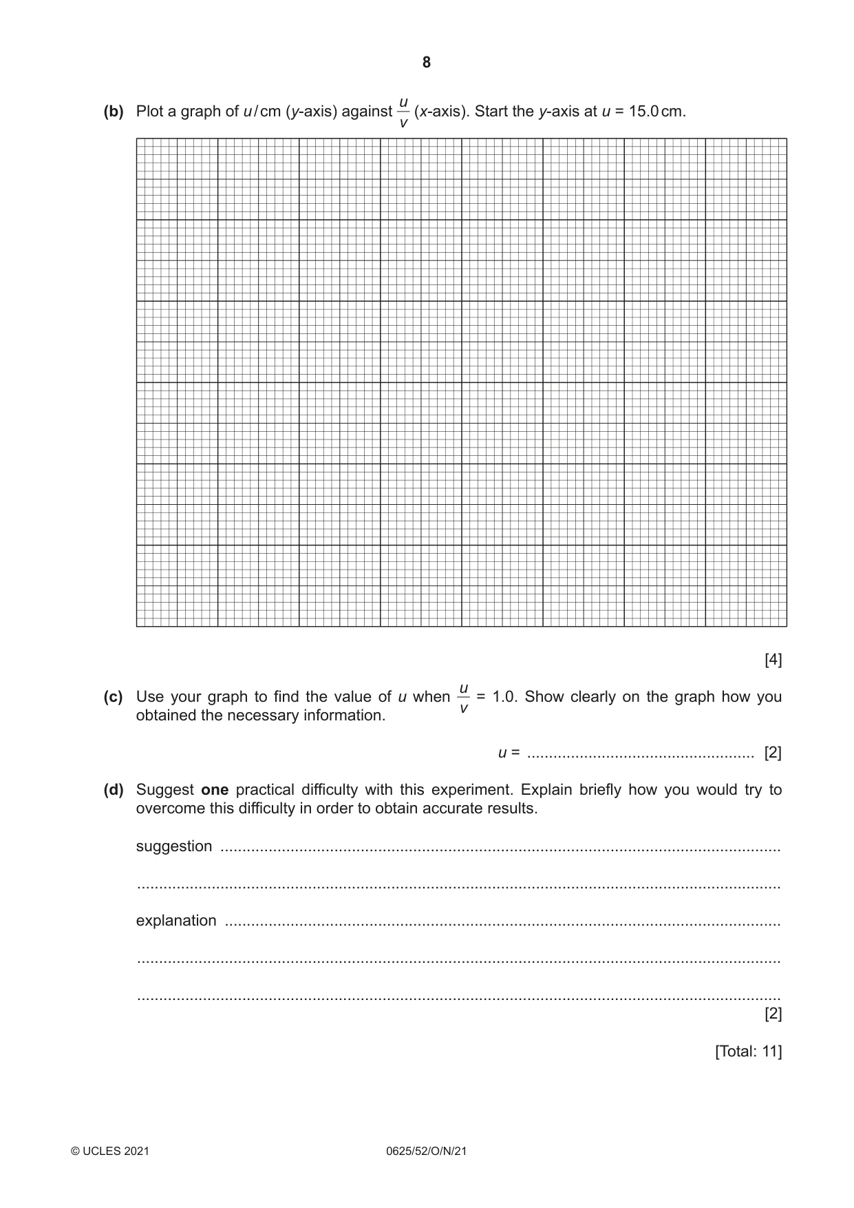 Cambridge IGCSE Physics 0625 2021 Oct/Nov Paper 5 · Variant 2 question paper, page 8 of 12