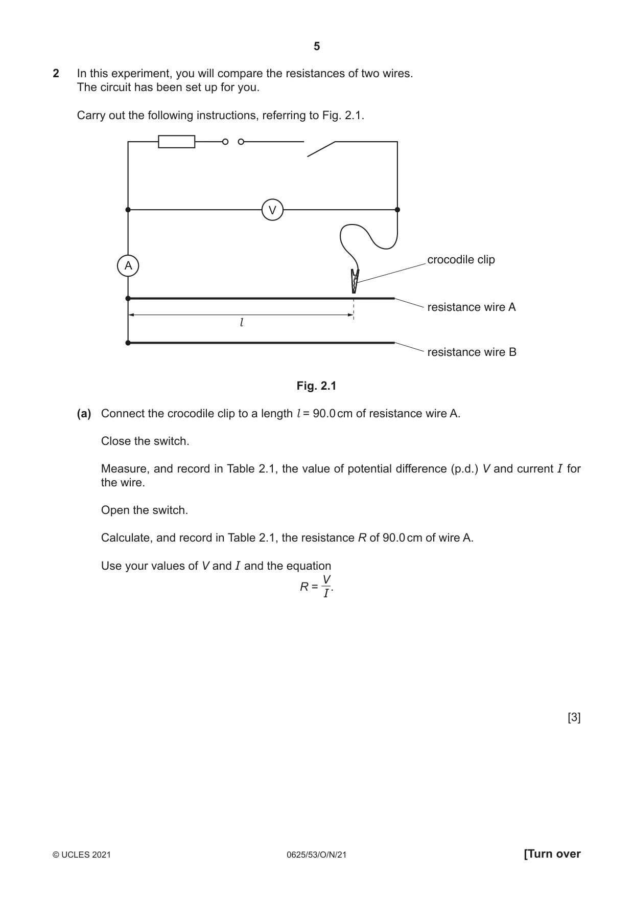Cambridge IGCSE Physics 0625 2021 Oct/Nov Paper 5 · Variant 3 question paper, page 5 of 12