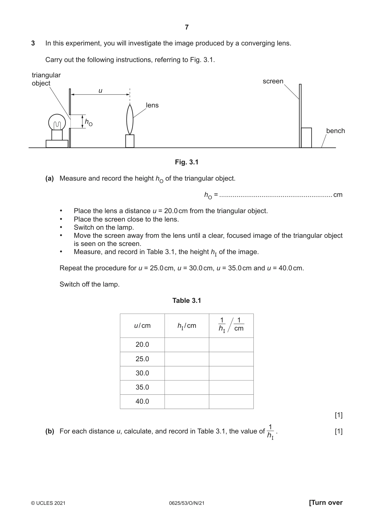 Cambridge IGCSE Physics 0625 2021 Oct/Nov Paper 5 · Variant 3 question paper, page 7 of 12
