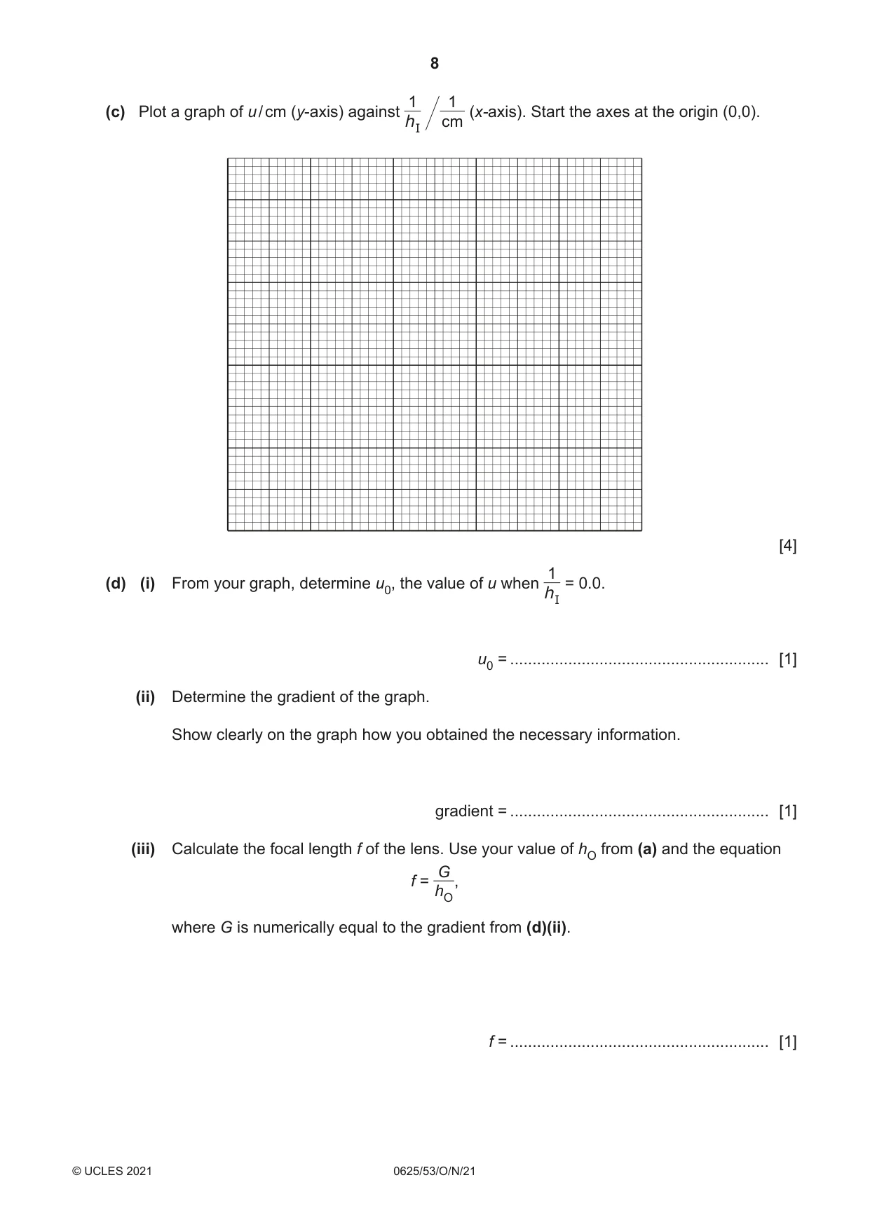 Cambridge IGCSE Physics 0625 2021 Oct/Nov Paper 5 · Variant 3 question paper, page 8 of 12