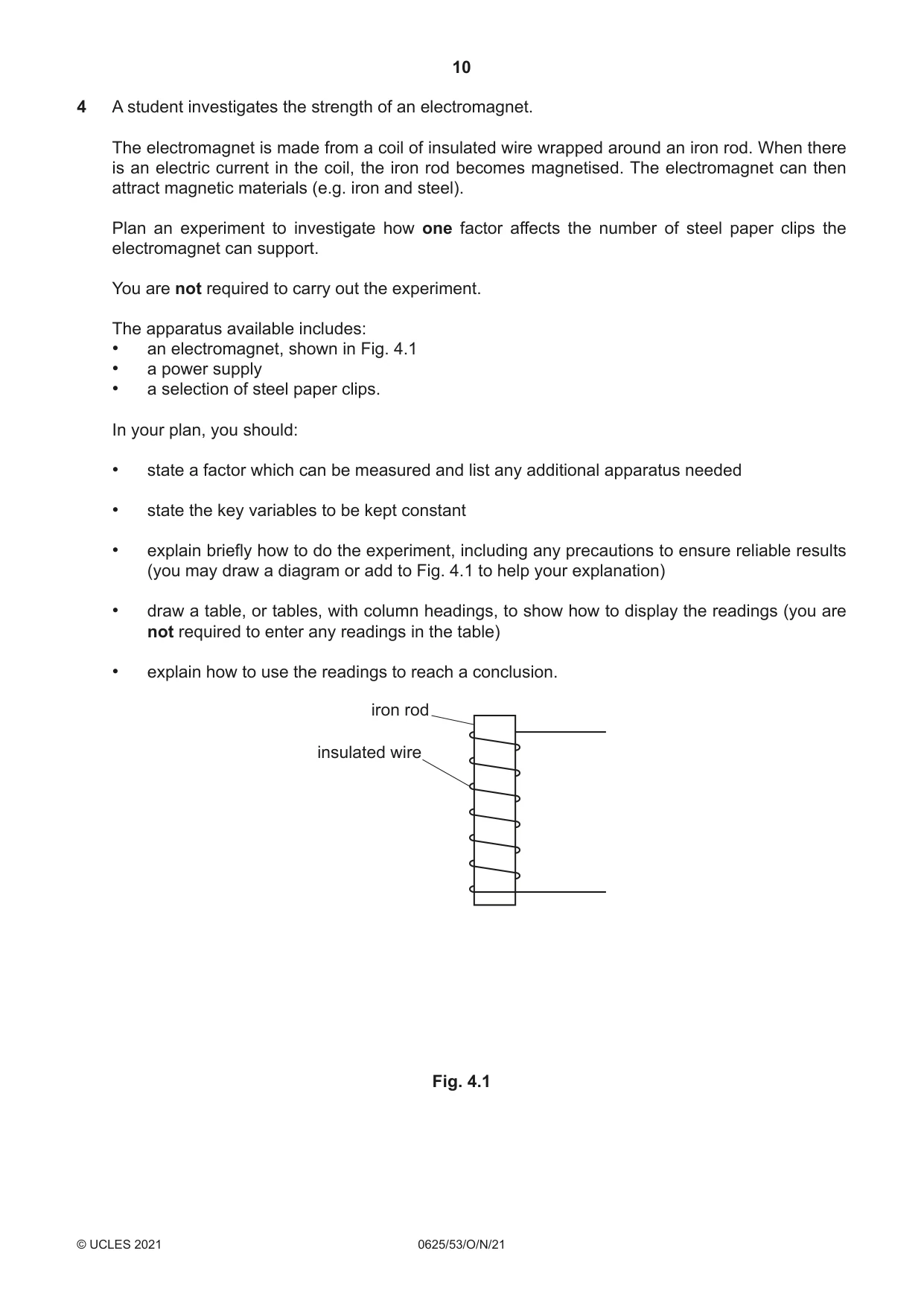 Cambridge IGCSE Physics 0625 2021 Oct/Nov Paper 5 · Variant 3 question paper, page 10 of 12