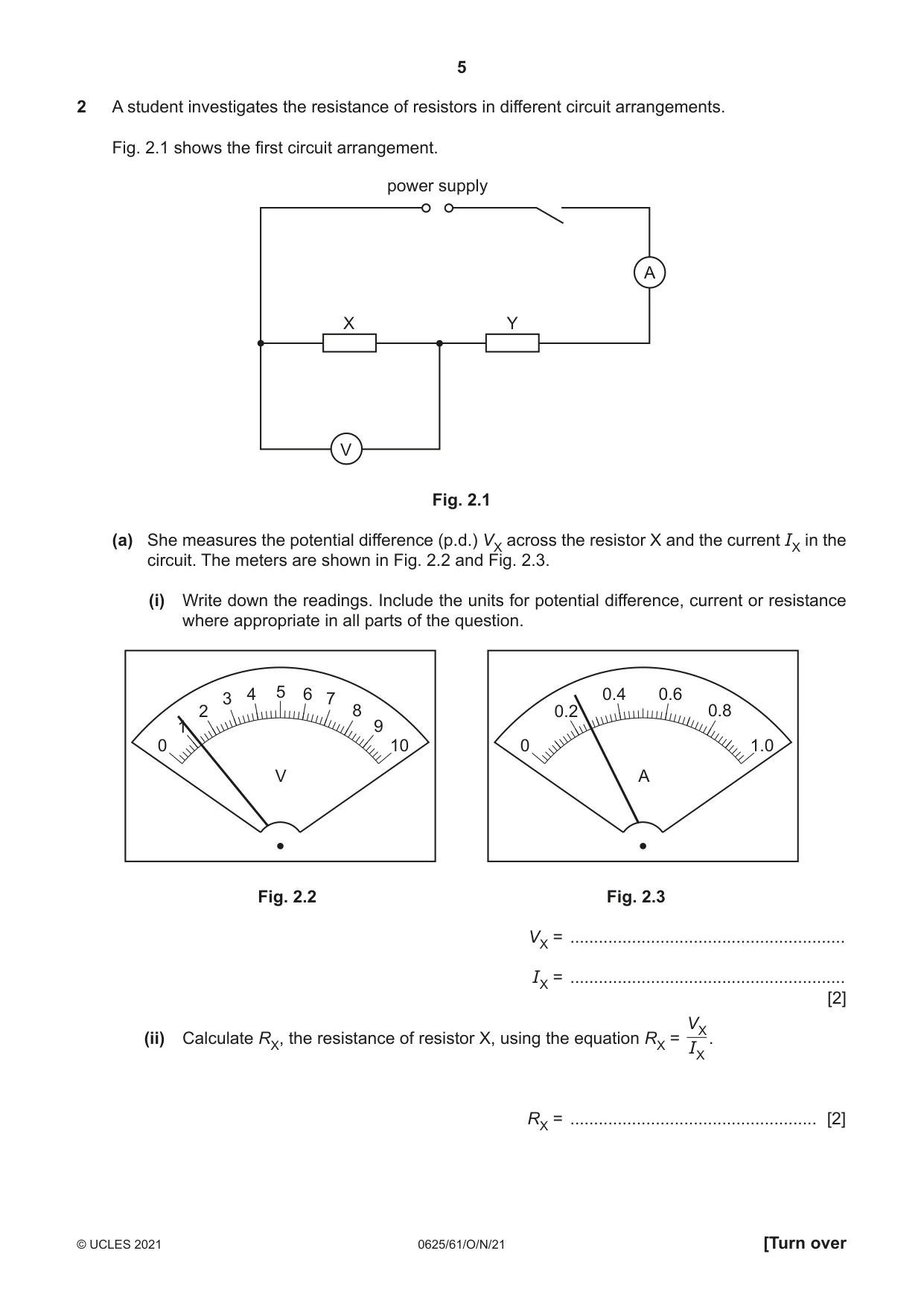 Cambridge IGCSE Physics 0625 2021 Oct/Nov Paper 6 · Variant 1 question paper, page 5 of 12