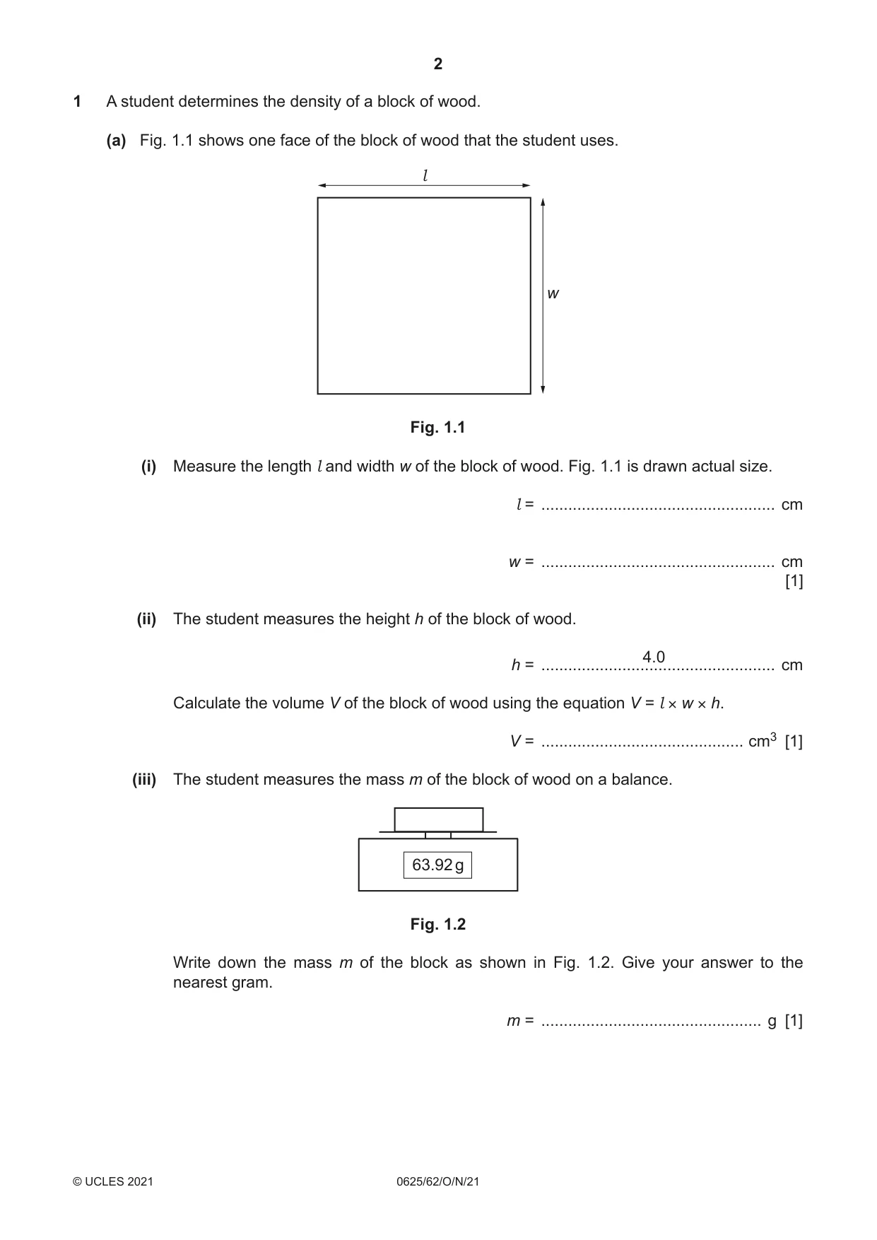 Cambridge IGCSE Physics 0625 2021 Oct/Nov Paper 6 · Variant 2 question paper, page 2 of 12