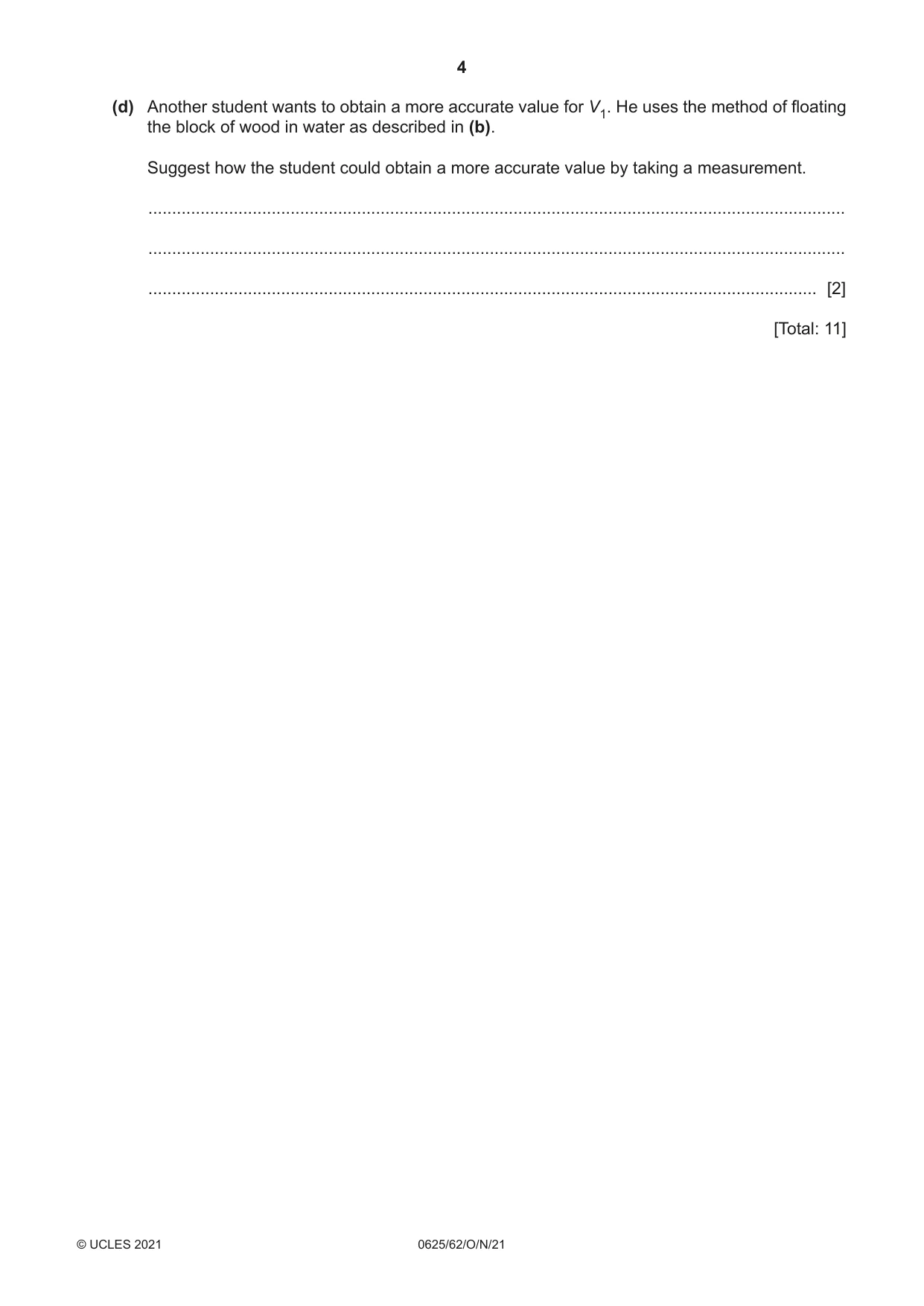 Cambridge IGCSE Physics 0625 2021 Oct/Nov Paper 6 · Variant 2 question paper, page 4 of 12