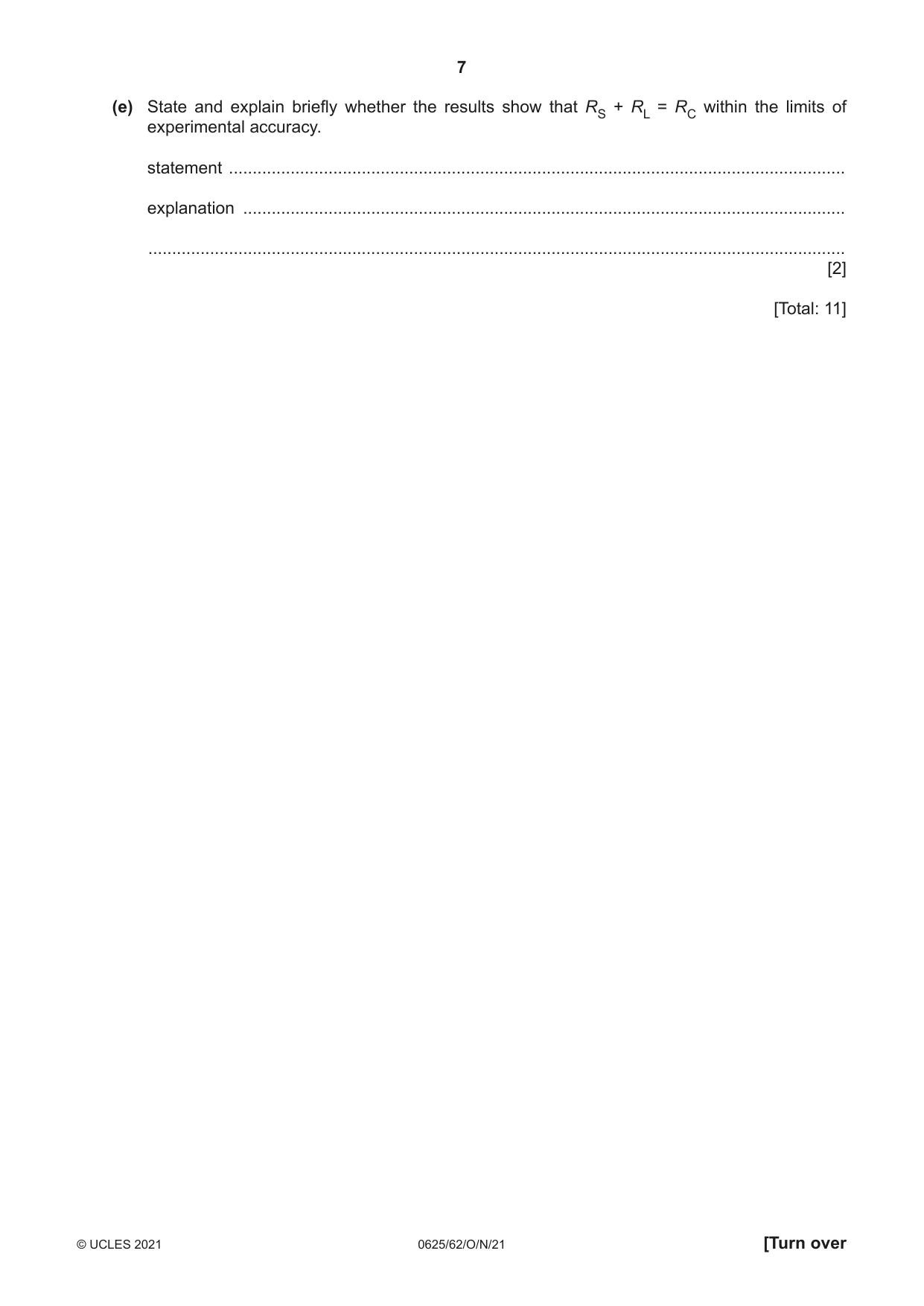 Cambridge IGCSE Physics 0625 2021 Oct/Nov Paper 6 · Variant 2 question paper, page 7 of 12