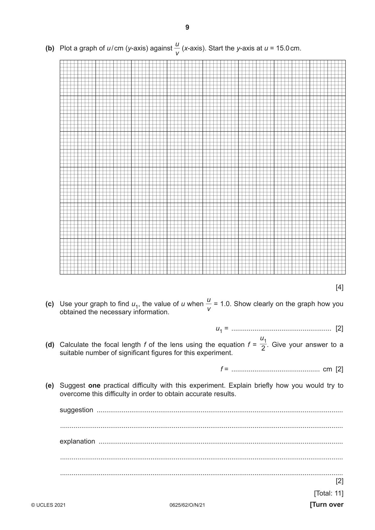 Cambridge IGCSE Physics 0625 2021 Oct/Nov Paper 6 · Variant 2 question paper, page 9 of 12