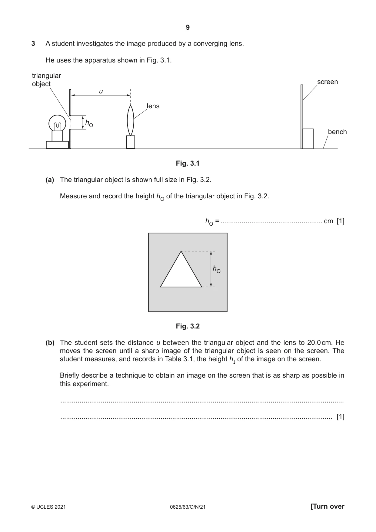 Cambridge IGCSE Physics 0625 2021 Oct/Nov Paper 6 · Variant 3 question paper, page 9 of 16