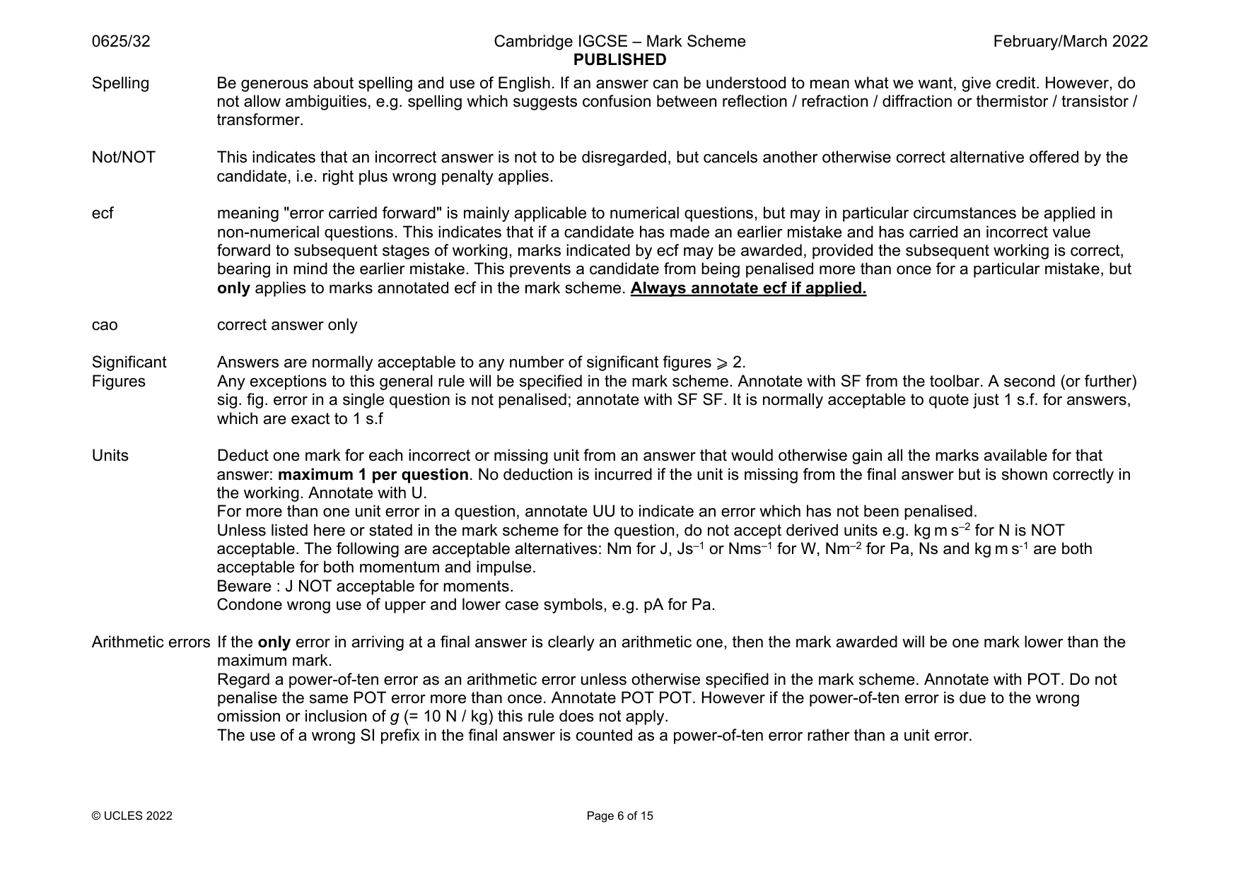 Mark scheme, page 6 of 15