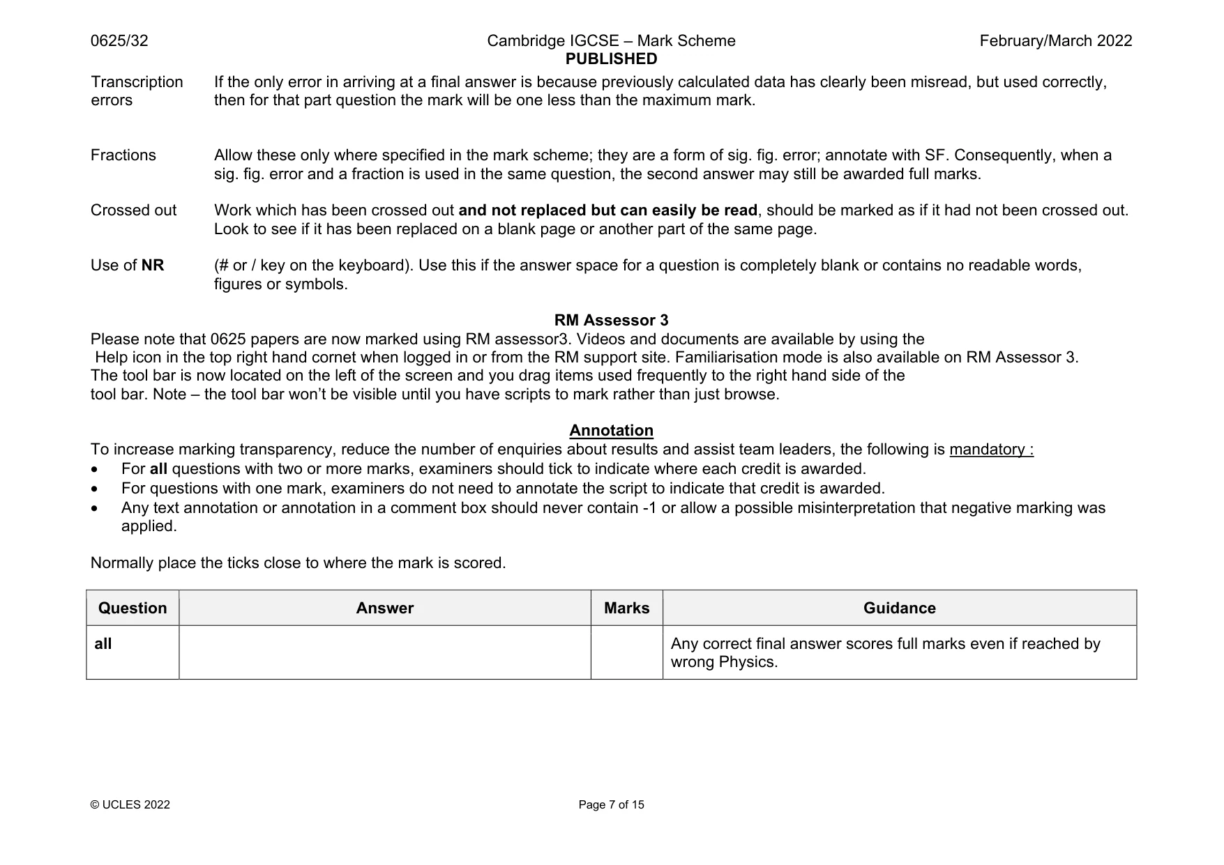 Mark scheme, page 7 of 15