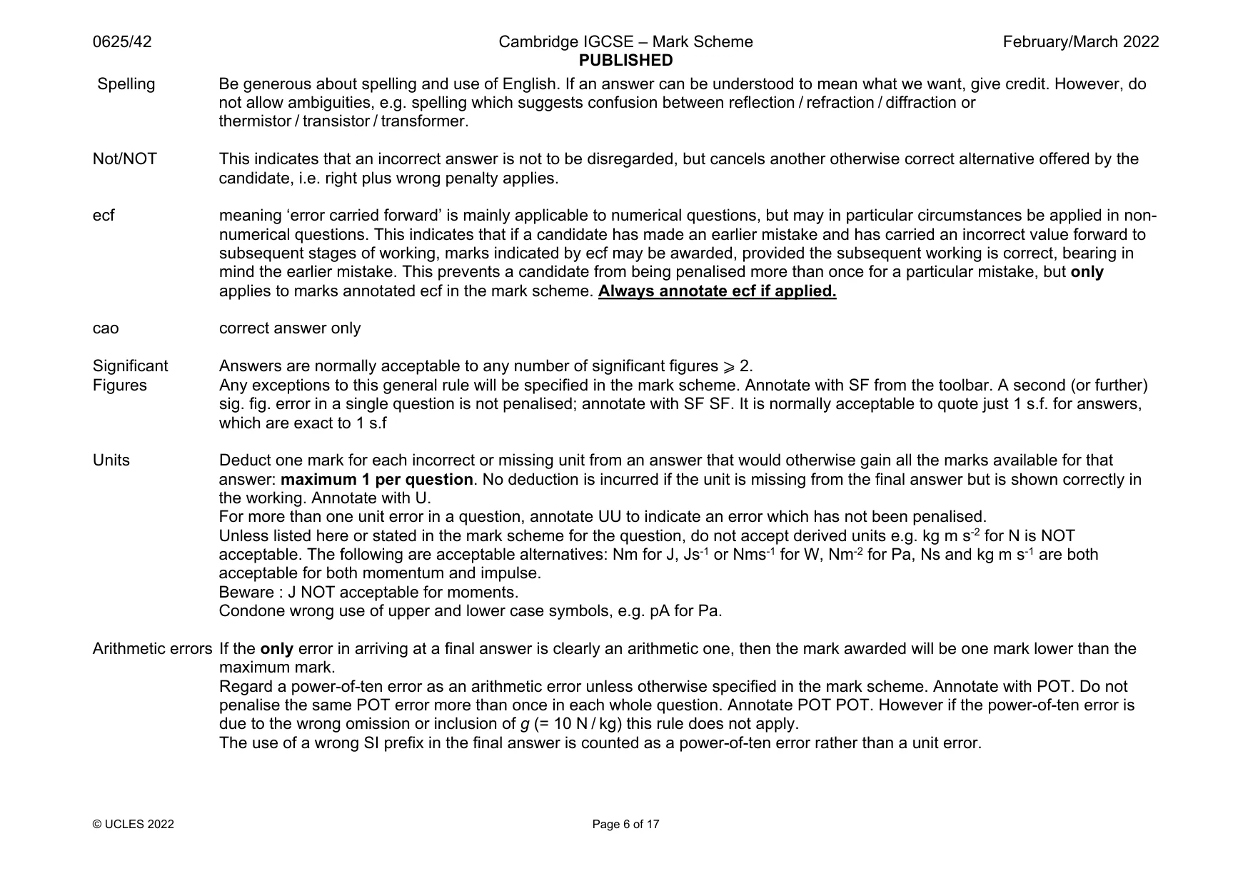 Mark scheme, page 6 of 17